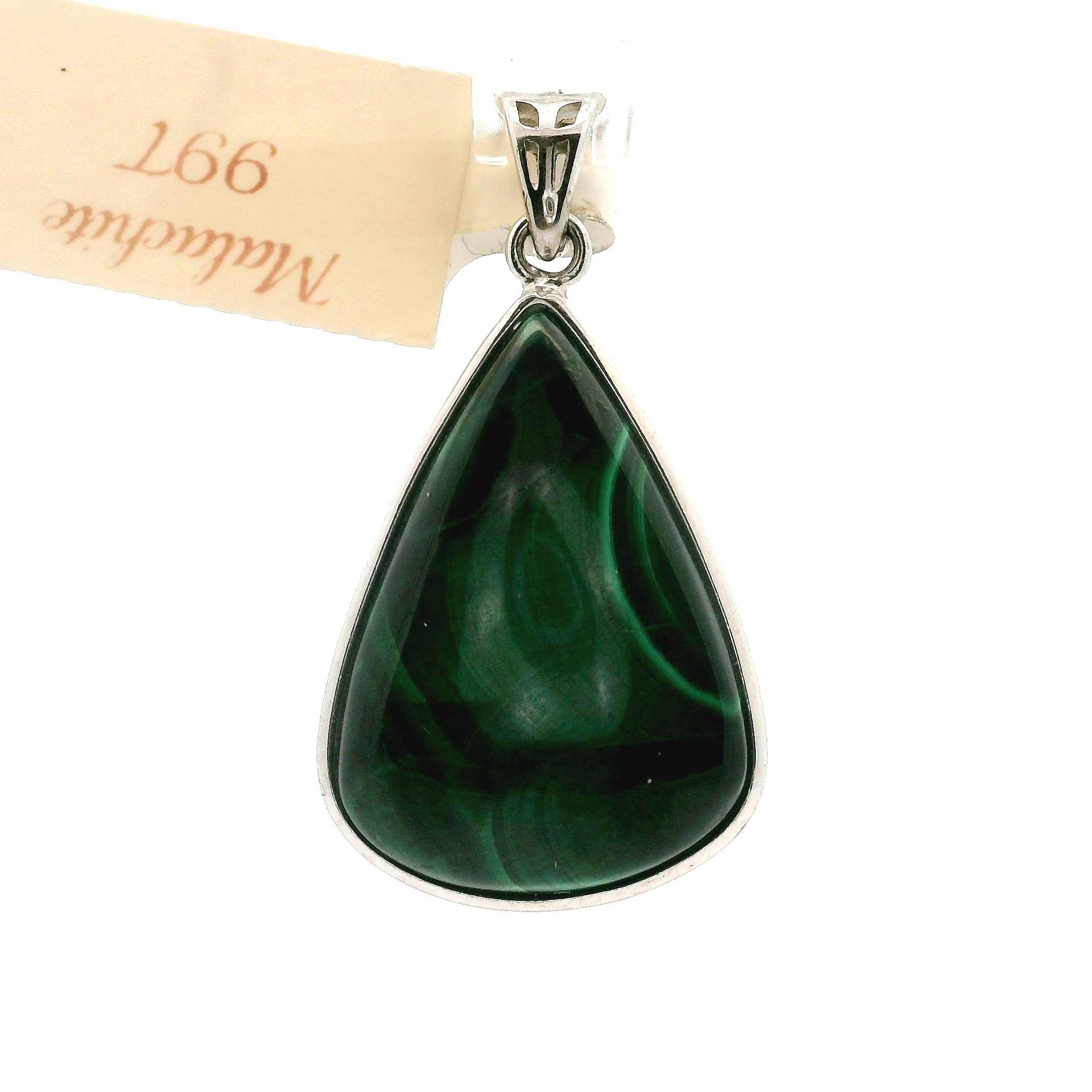 Malachite Pendant .925 Silver for Abundance, Luck and Transformation