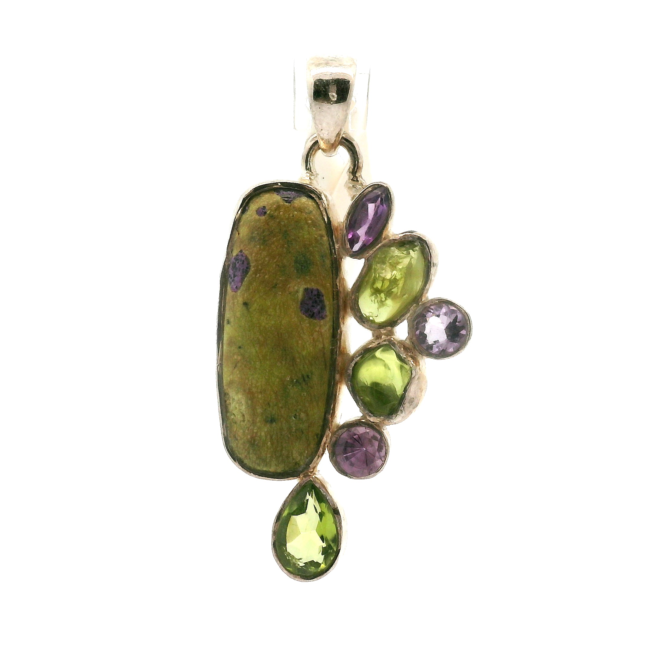 Atlantisite Amethyst and Peridot Pendant for Awareness, Emotional Maturity & Improved Self Esteem