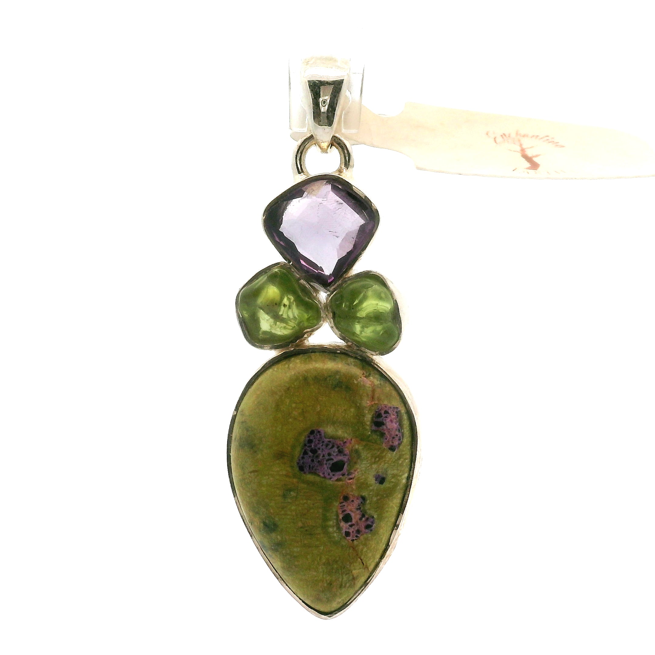 Atlantisite Amethyst and Peridot Pendant for Awareness, Emotional Maturity & Improved Self Esteem