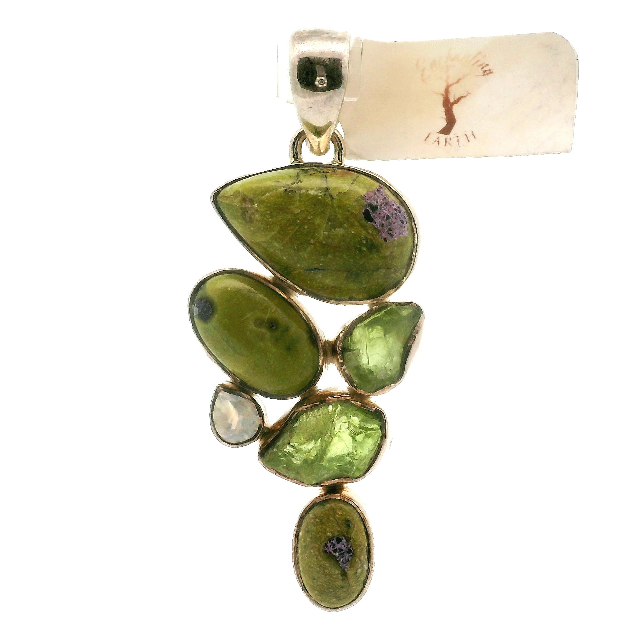 Atlantisite Peridot and Moonstone Pendant for Awareness, Emotional Maturity & Improved Self Esteem