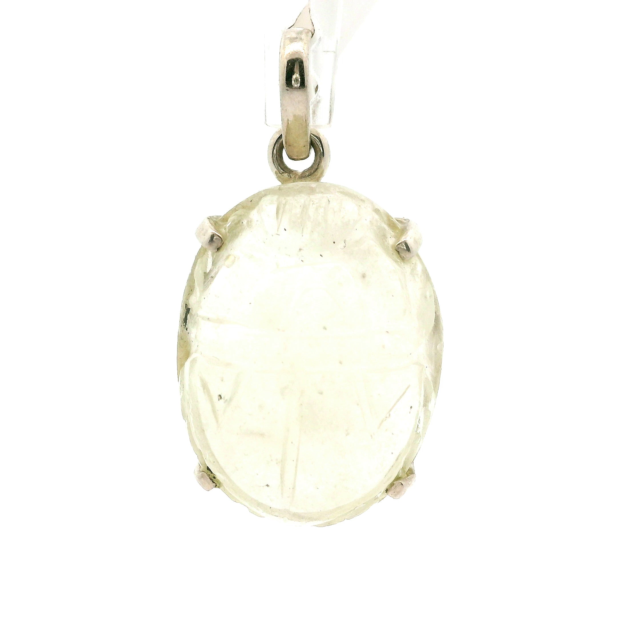 Libyan Desert Glass Large Carved Scarab Pendant.925 Silver for Confidence, Manifestation and Personal Power
