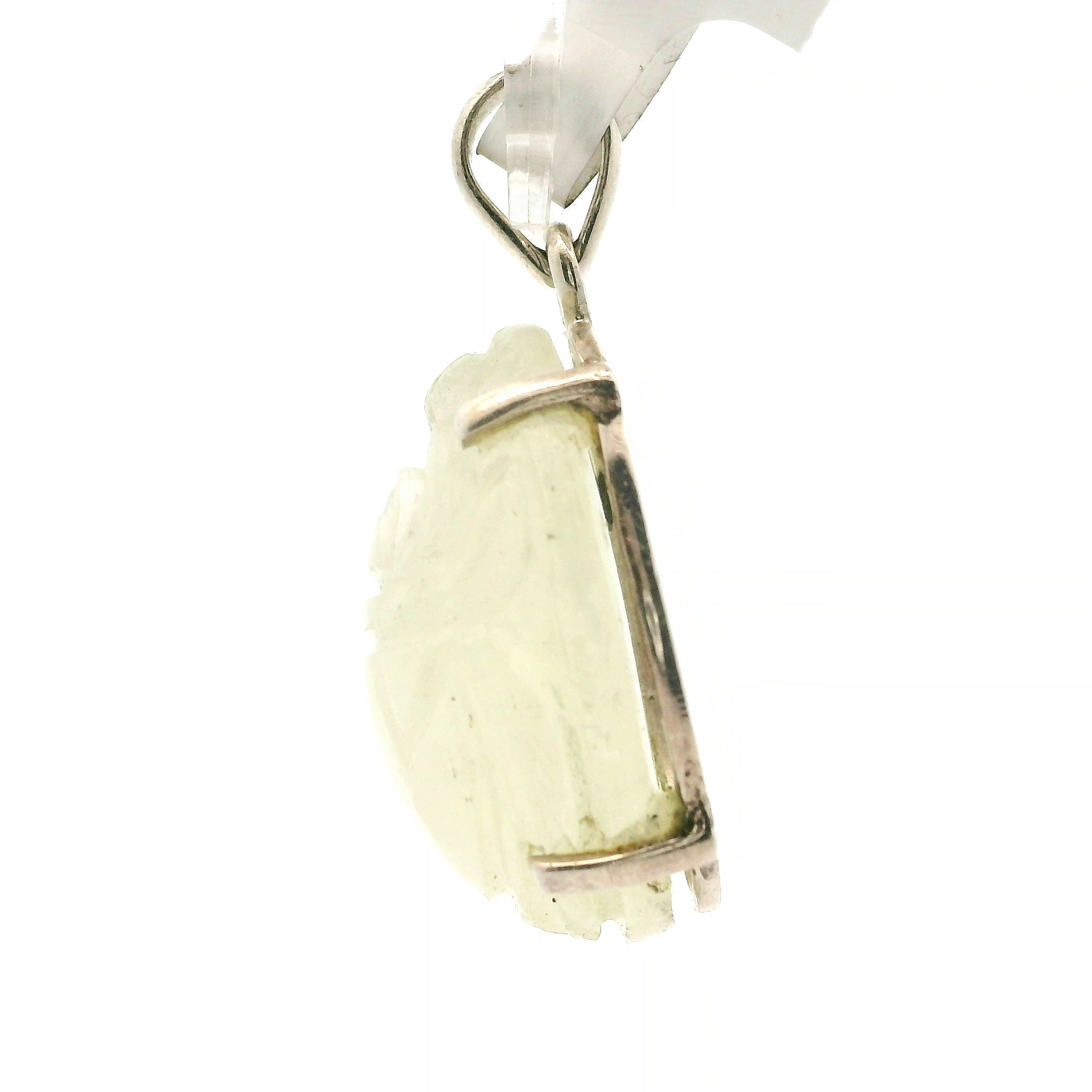 Libyan Desert Glass Large Carved Scarab Pendant.925 Silver for Confidence, Manifestation and Personal Power