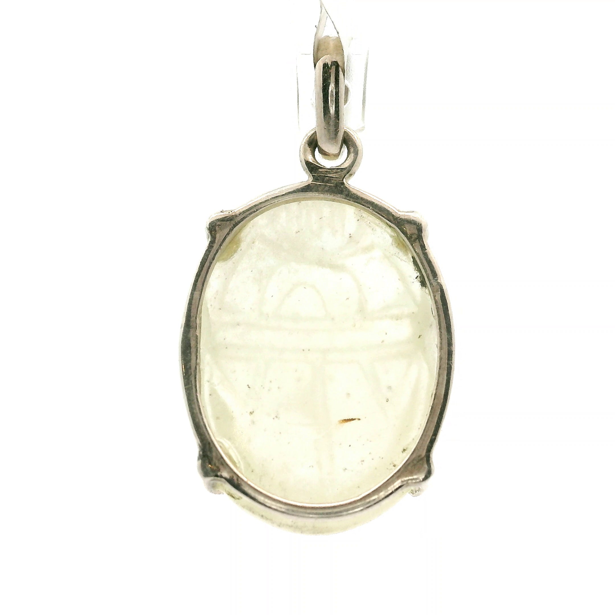 Libyan Desert Glass Large Carved Scarab Pendant.925 Silver for Confidence, Manifestation and Personal Power