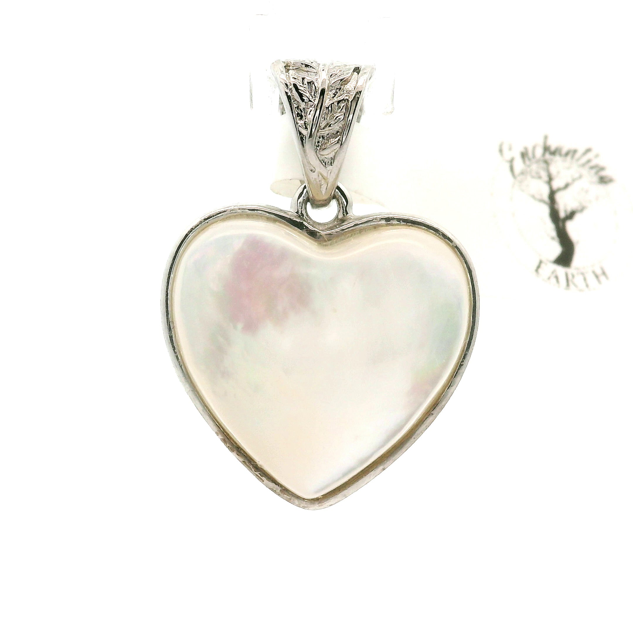 Mother of Pearl Heart Pendant .925 Silver for Embracing your Feminine Power, Memory and Peace of Mind