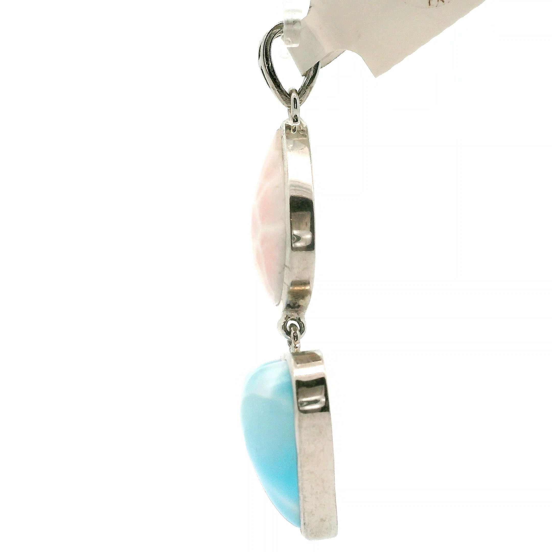 Pink Natrolite and Larimar Pendant .925 Silver for Channeling, Psychic Abilities and Awakening of your Third Eye Chakra