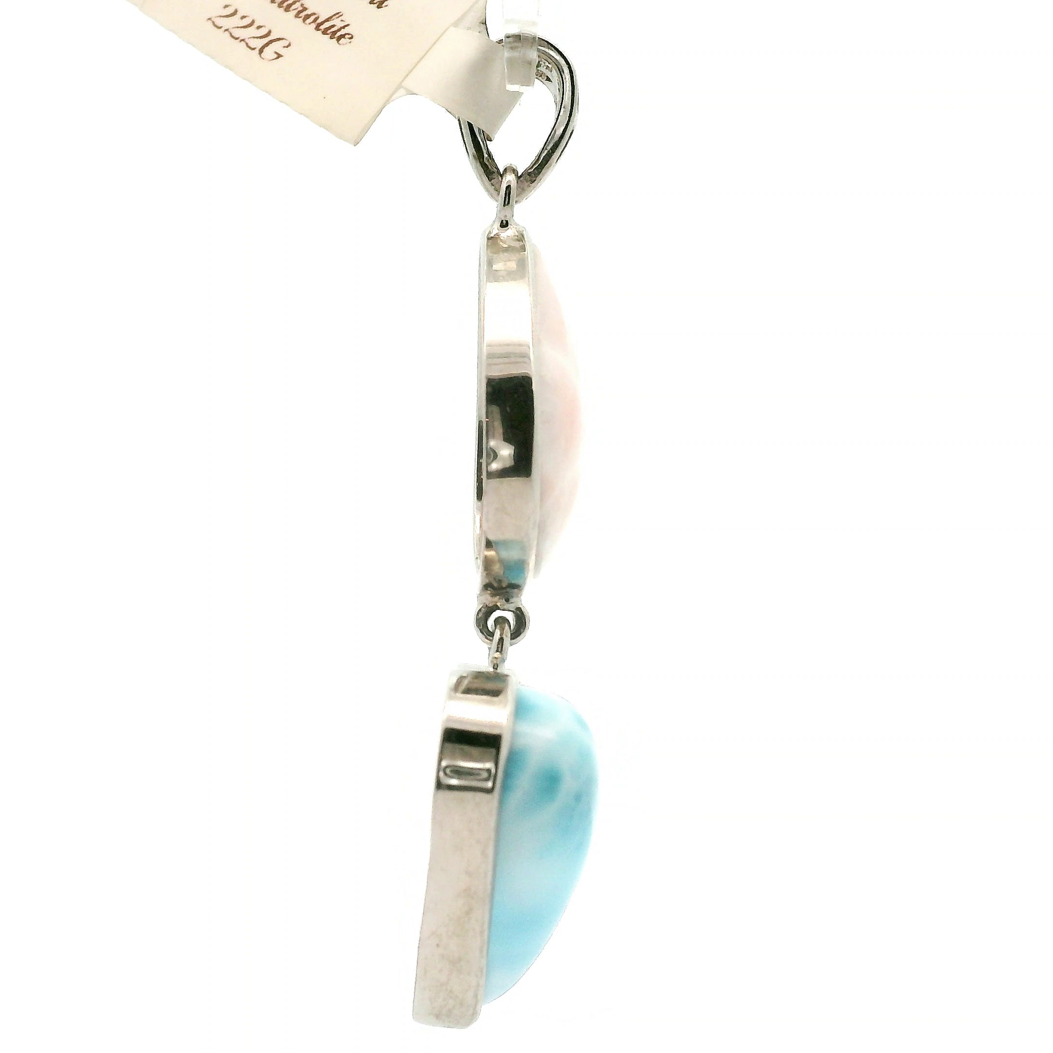 Pink Natrolite and Larimar Pendant .925 Silver for Channeling, Psychic Abilities and Awakening of your Third Eye Chakra