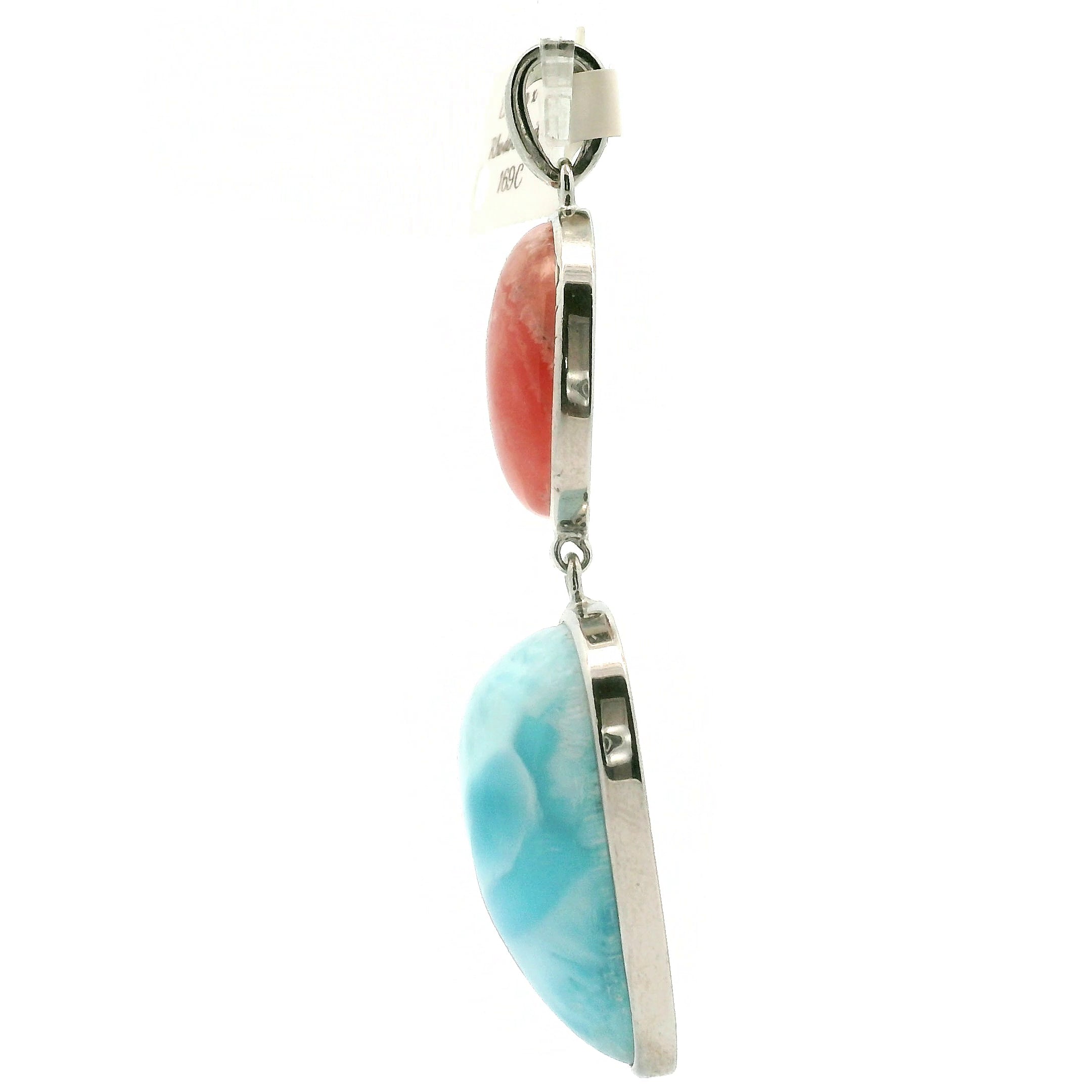 Larimar x Rhodochrosite Pendant .925 Silver (AAA Grade) for Peace and Healing