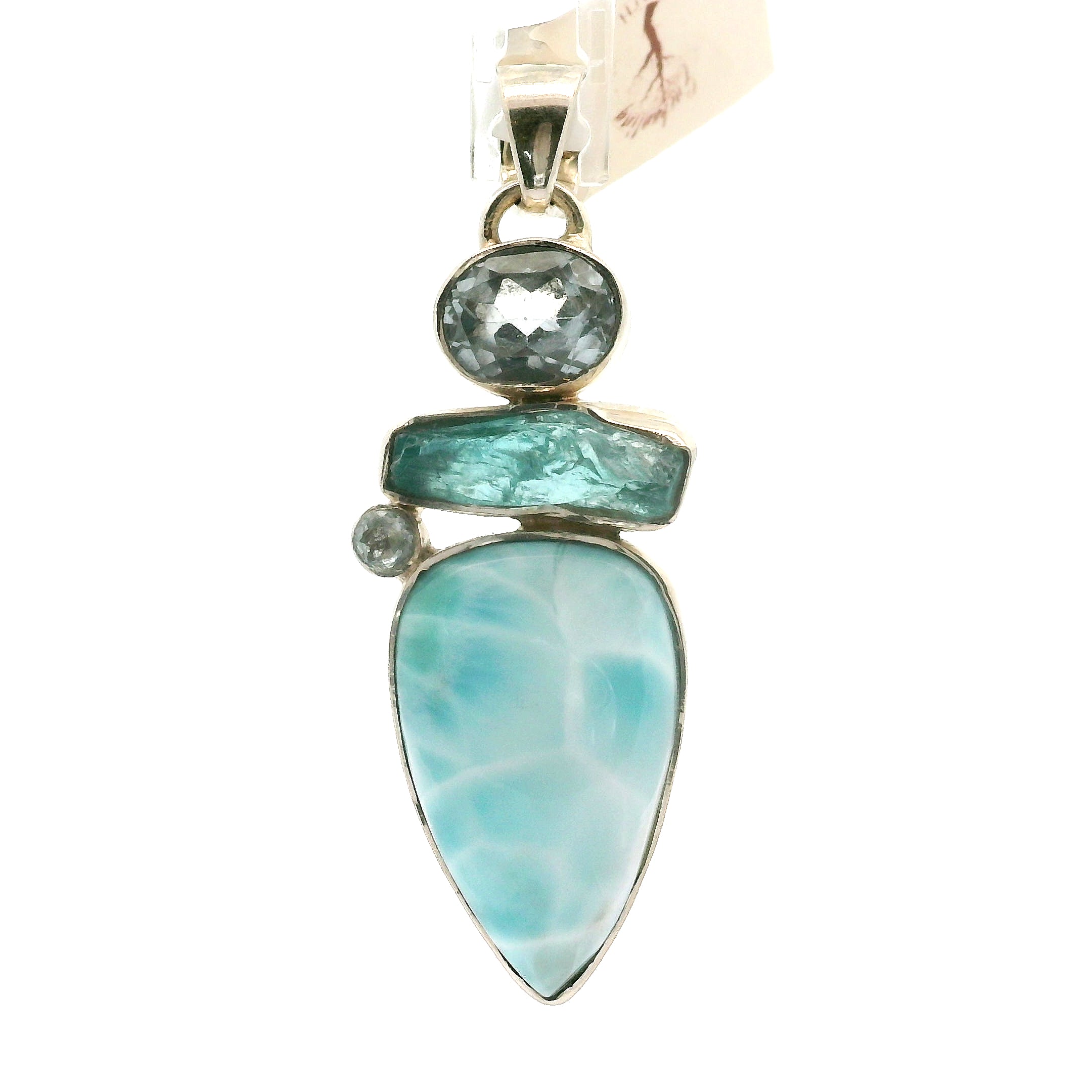 Multi-Stone Larimar Pendants .925 Silver for Channeling, Psychic Abilities and Awakening of your Third Eye Chakra