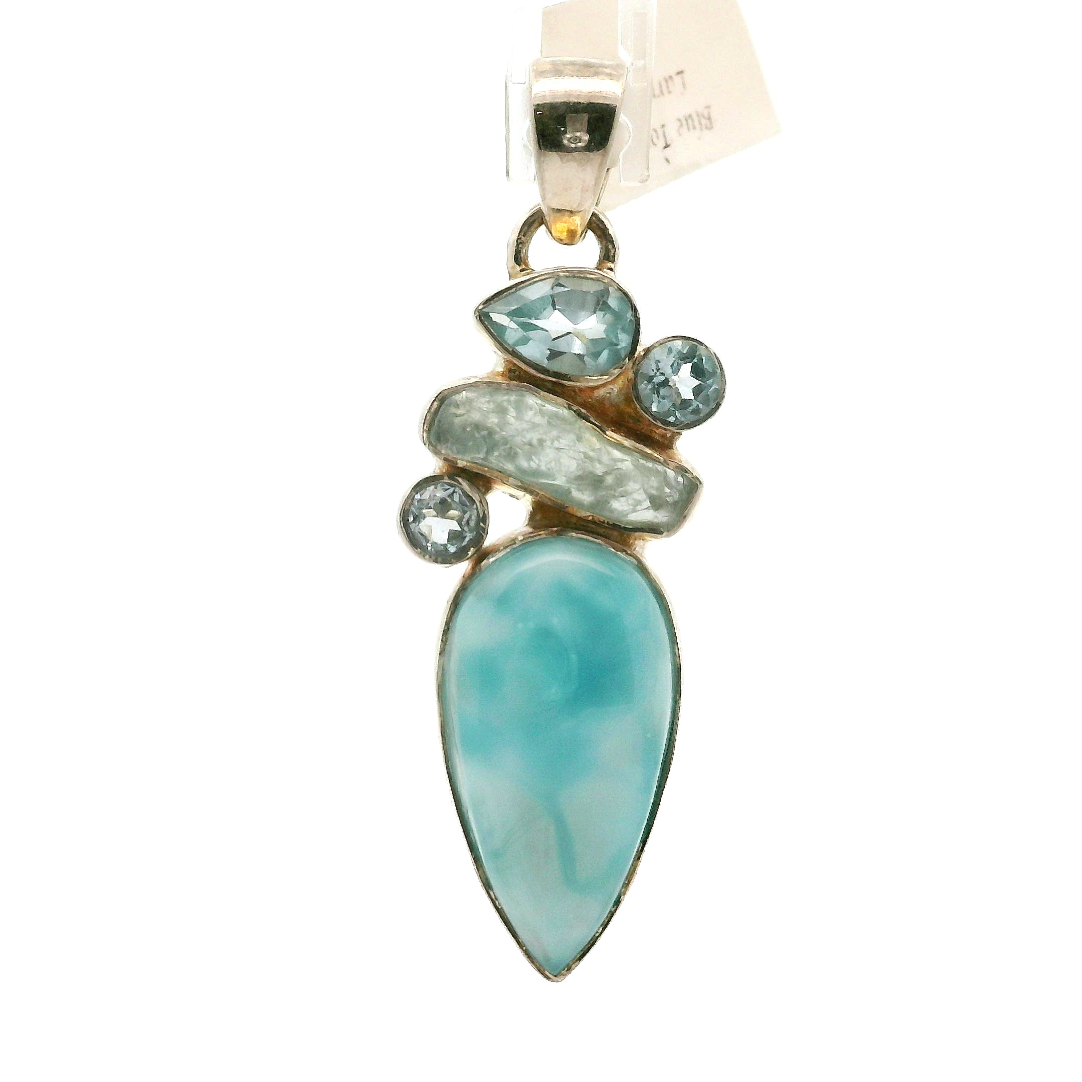 Multi-Stone Larimar Pendants .925 Silver for Channeling, Psychic Abilities and Awakening of your Third Eye Chakra