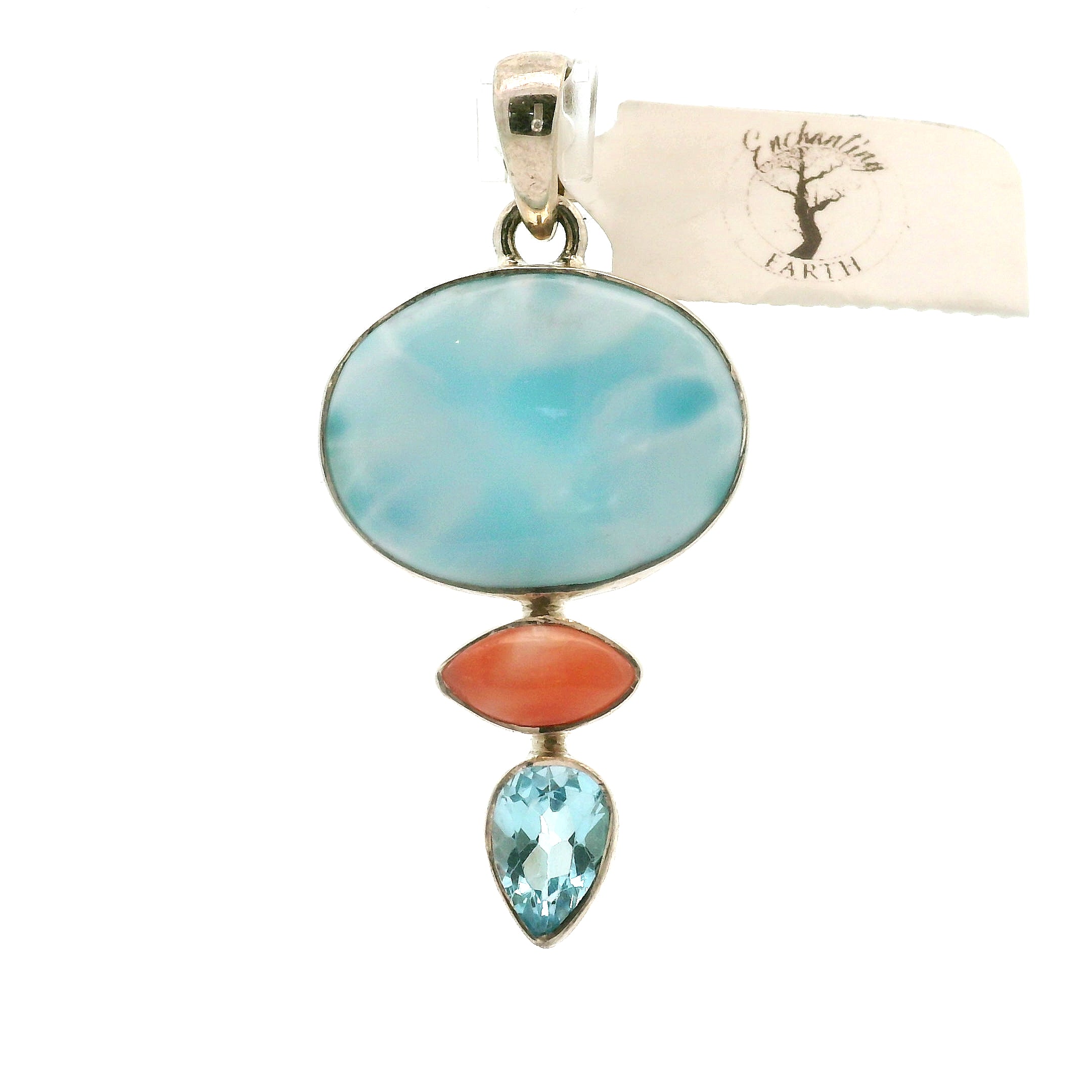 Multi-Stone Larimar Pendants .925 Silver for Channeling, Psychic Abilities and Awakening of your Third Eye Chakra