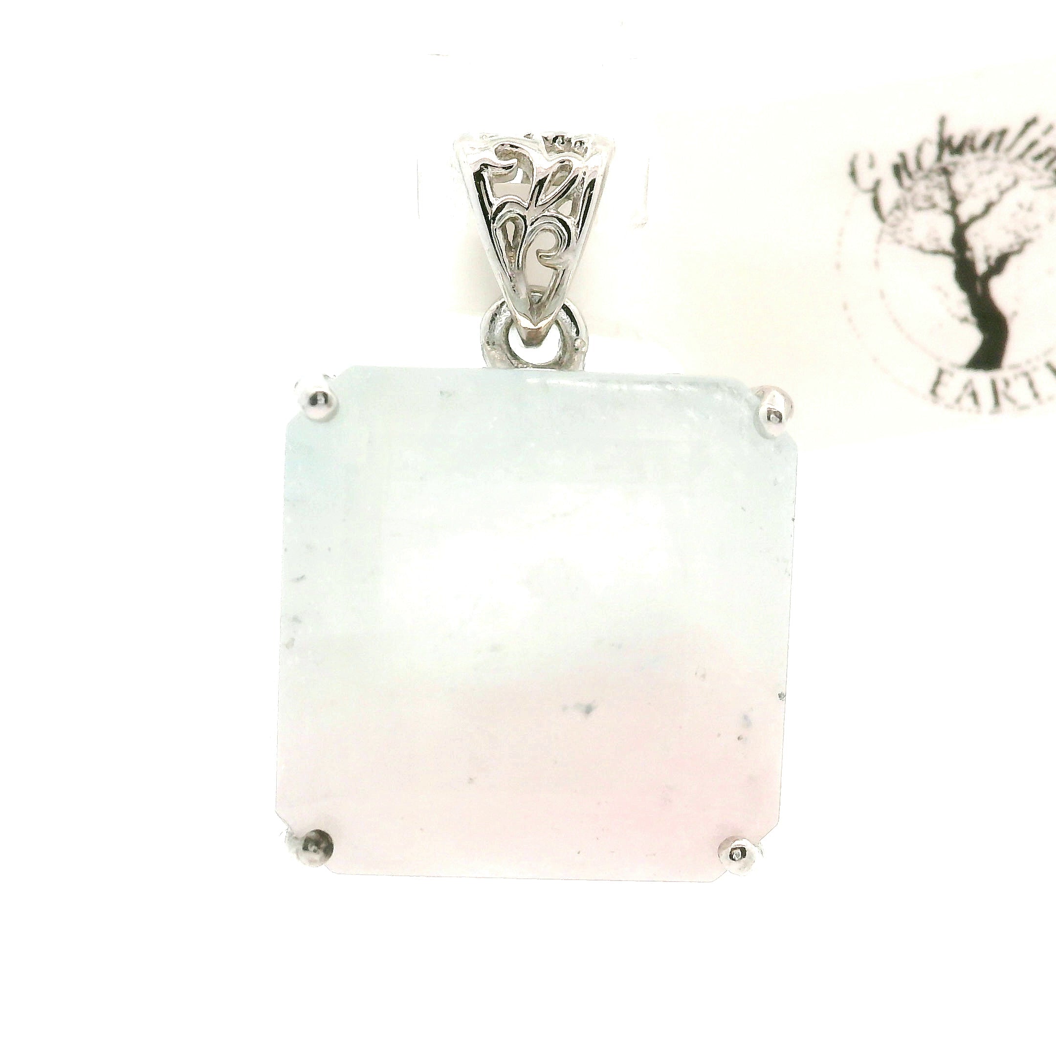 Morganite & Aquamarine Pendant .925 Silver for Abundance of Joy and Love