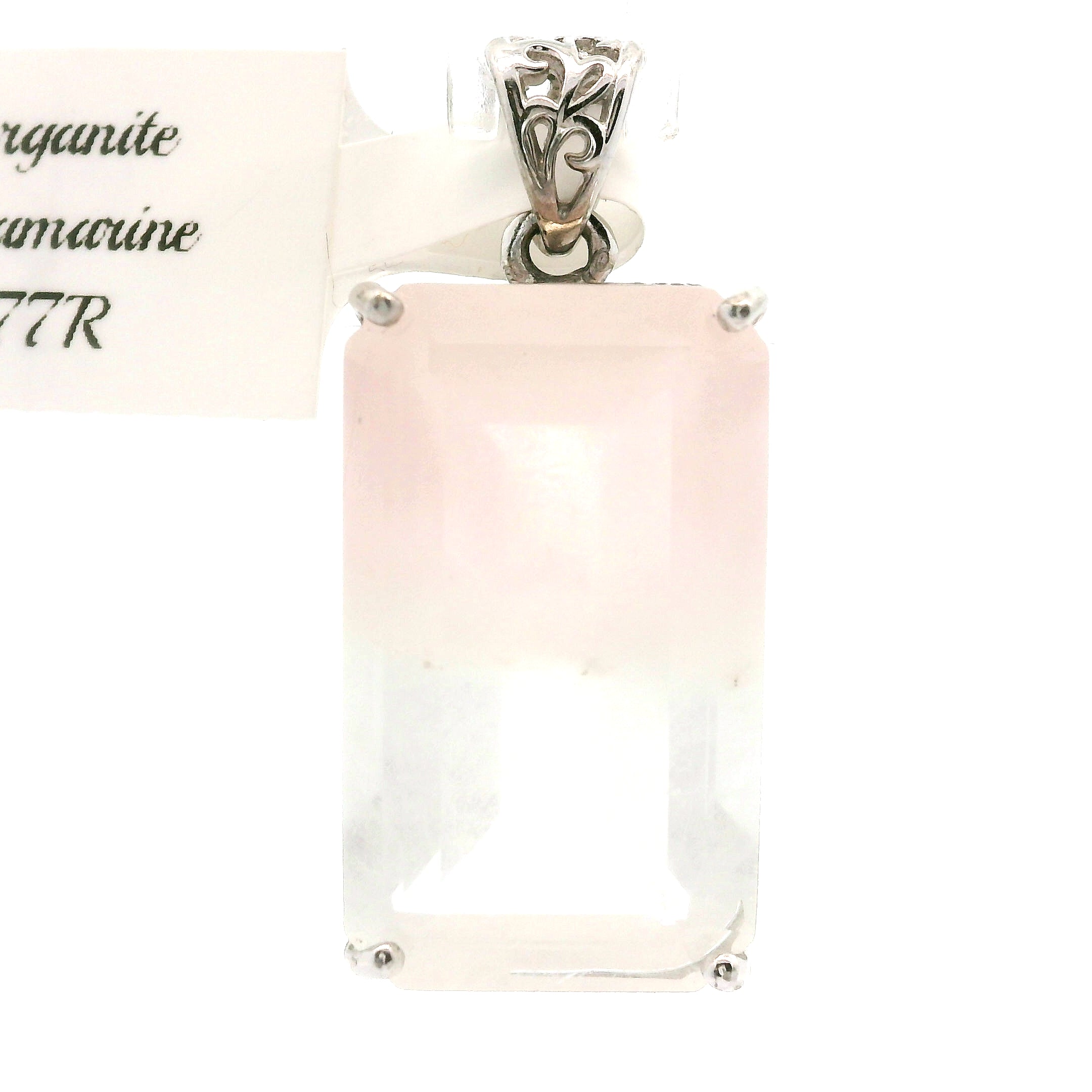 Morganite & Aquamarine Pendant .925 Silver for Abundance of Joy and Love
