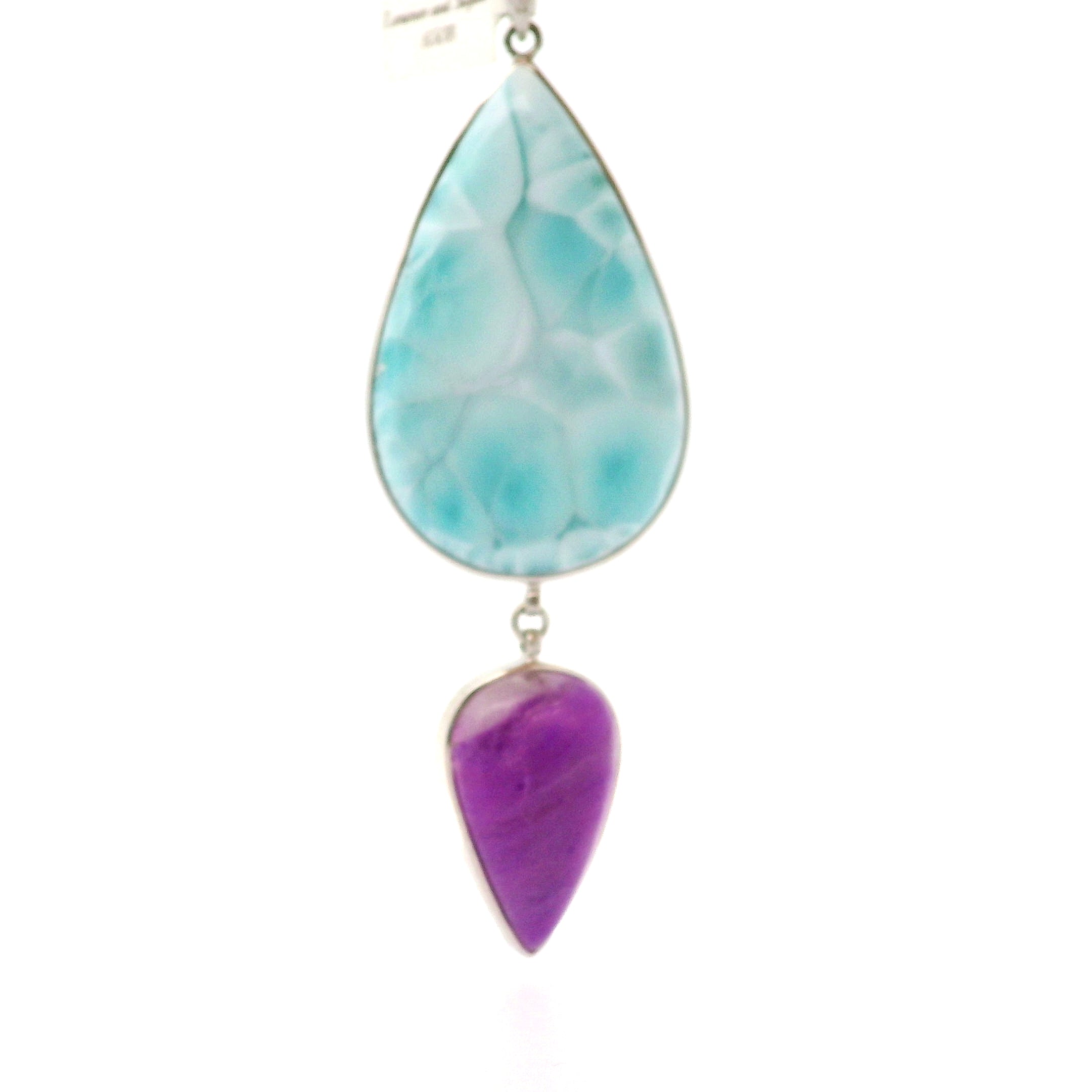Larimar & Sugilite Pendant .925 Silver for Spiritual Evolution, Powerful Healing and Divine Connection