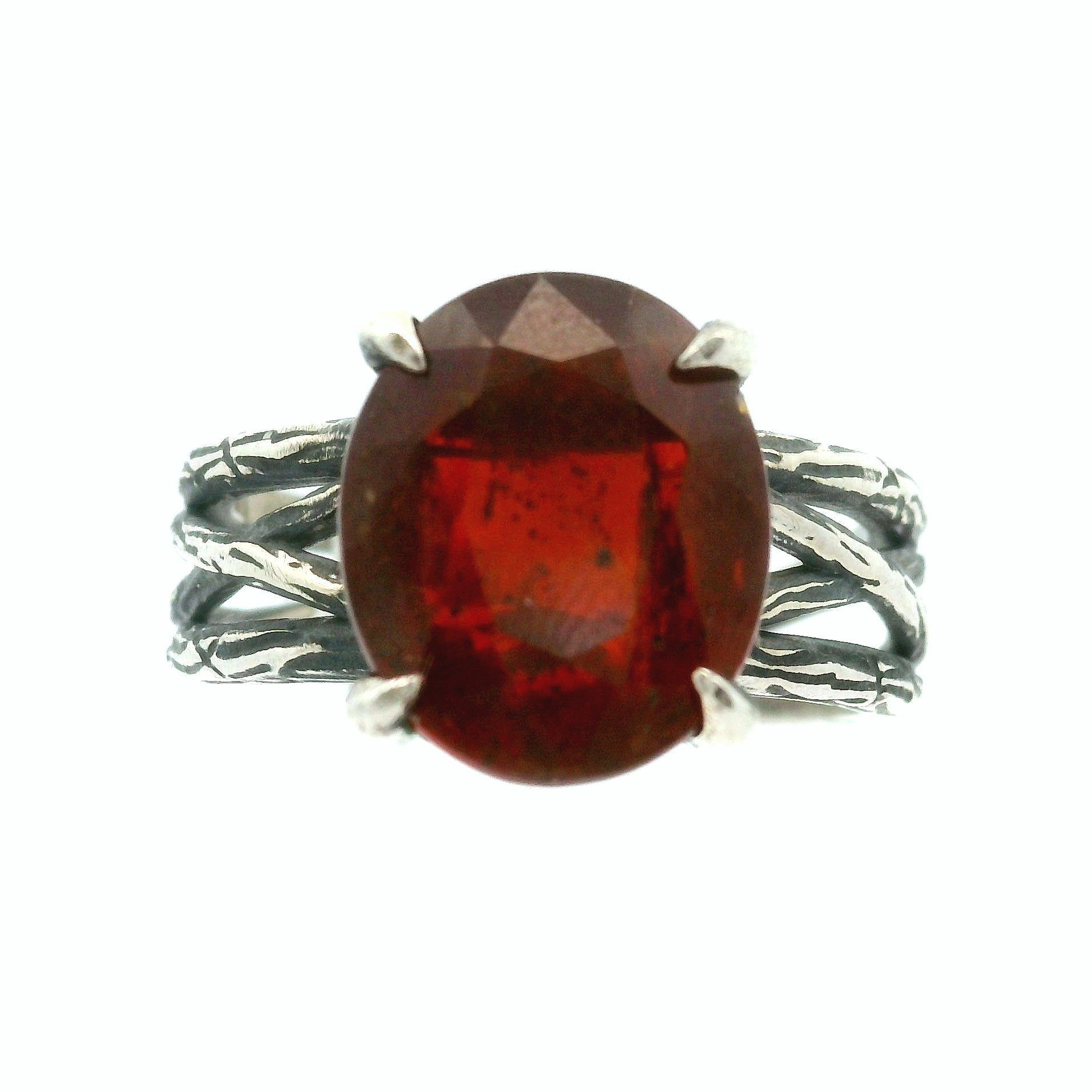 Orange Kyanite Bad Witch Cuff Ring .925 Silver for Meditation and Energetic Cleansing