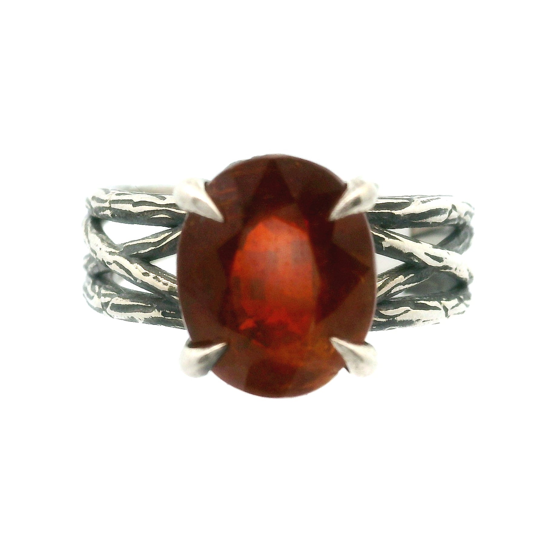 Orange Kyanite Bad Witch Cuff Ring .925 Silver for Meditation and Energetic Cleansing