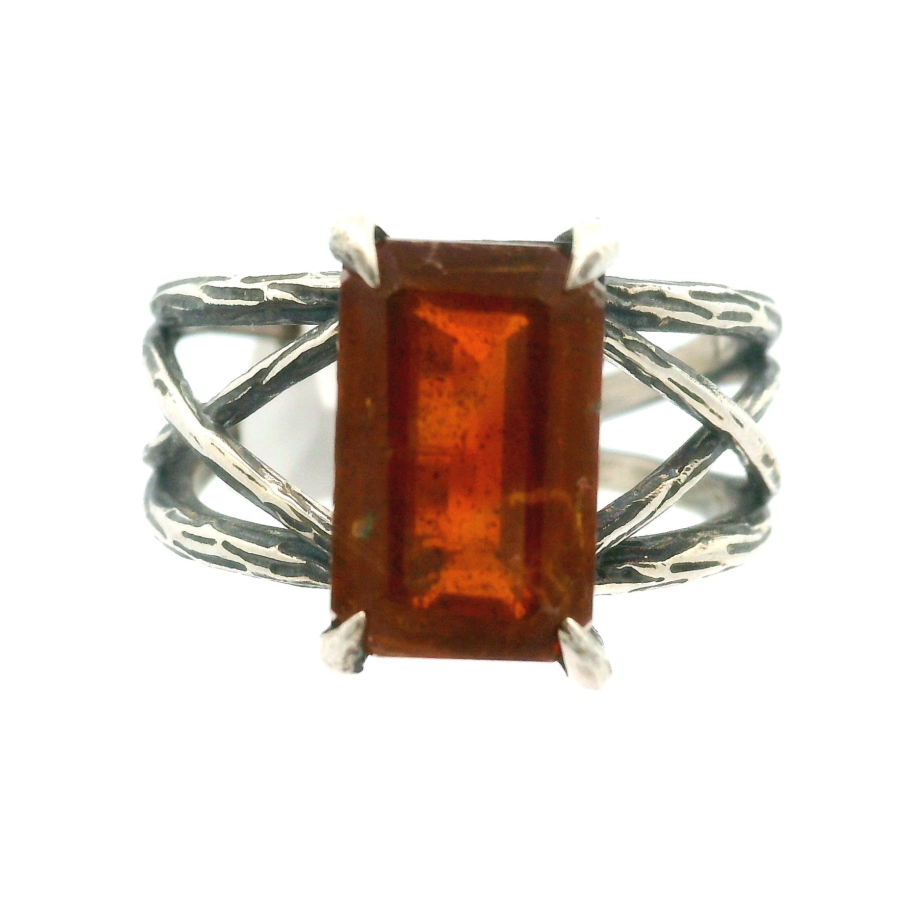 Orange Kyanite Bad Witch Cuff Ring .925 Silver for Meditation and Energetic Cleansing