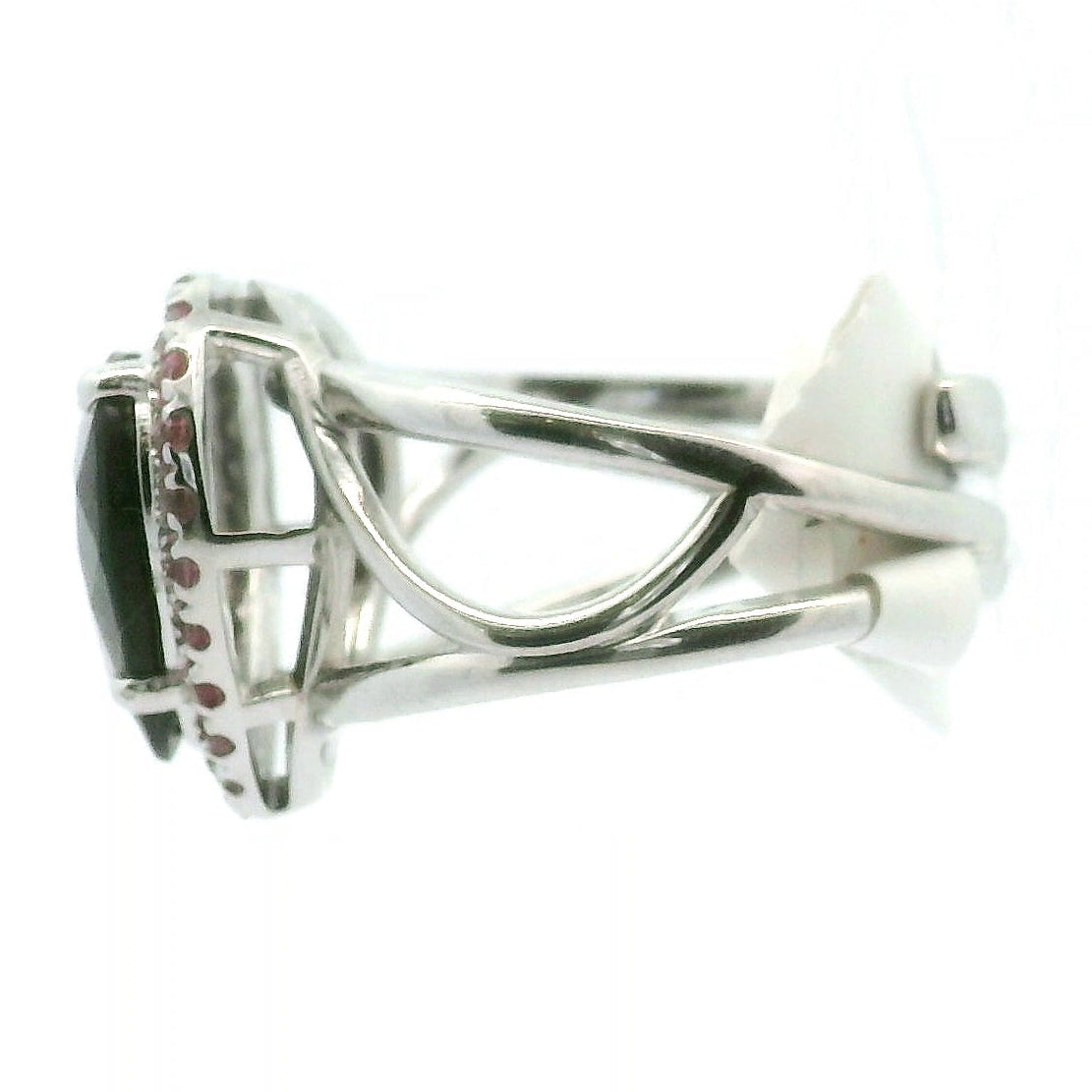 Watermelon Tourmaline with Pink Tourmaline Heart Pavé Ring .925 Silver for Passion for Life and Emotional Healing