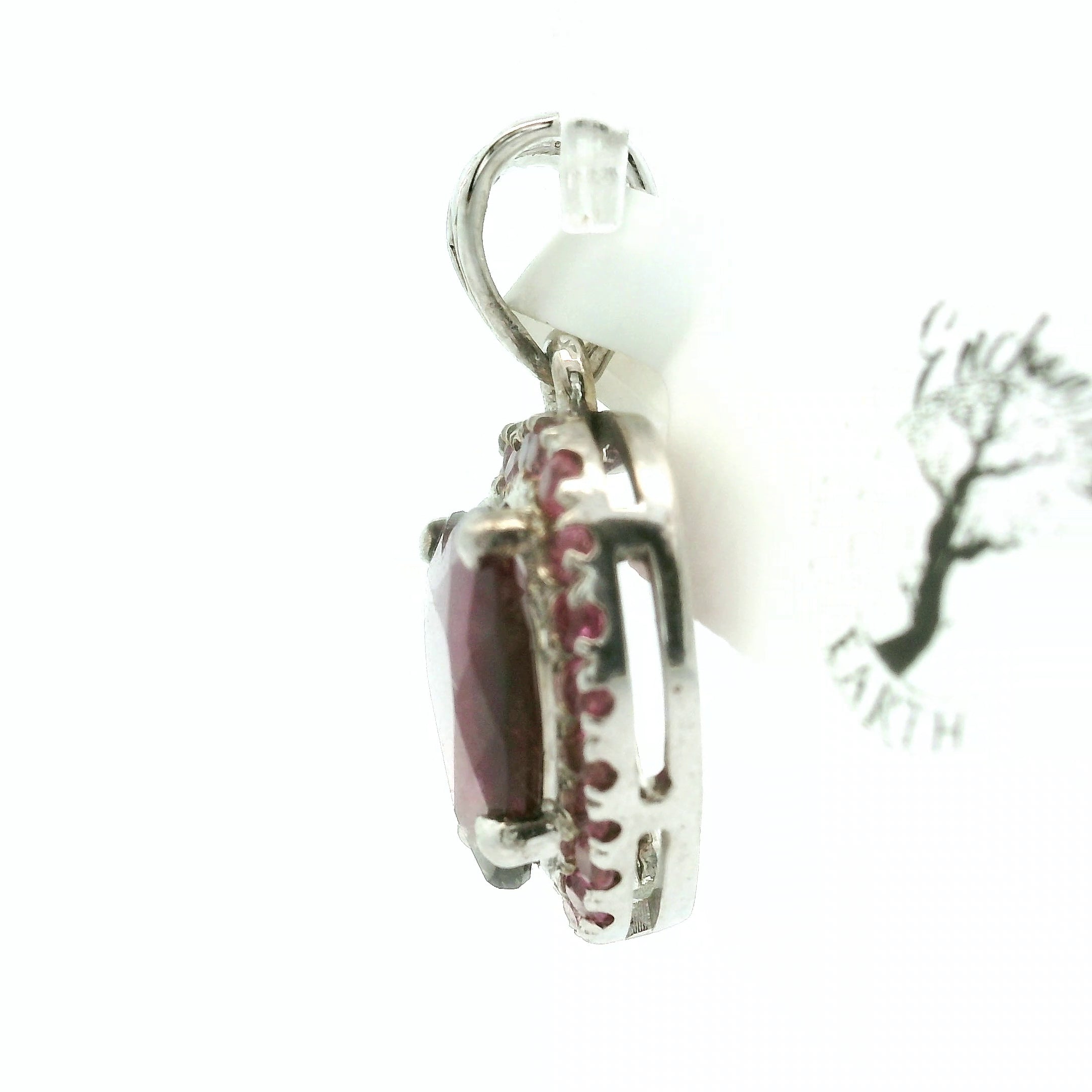Watermelon Tourmaline with Pink Tourmaline Heart Pavé Pendant .925 Silver for Passion for Life and Emotional Healing