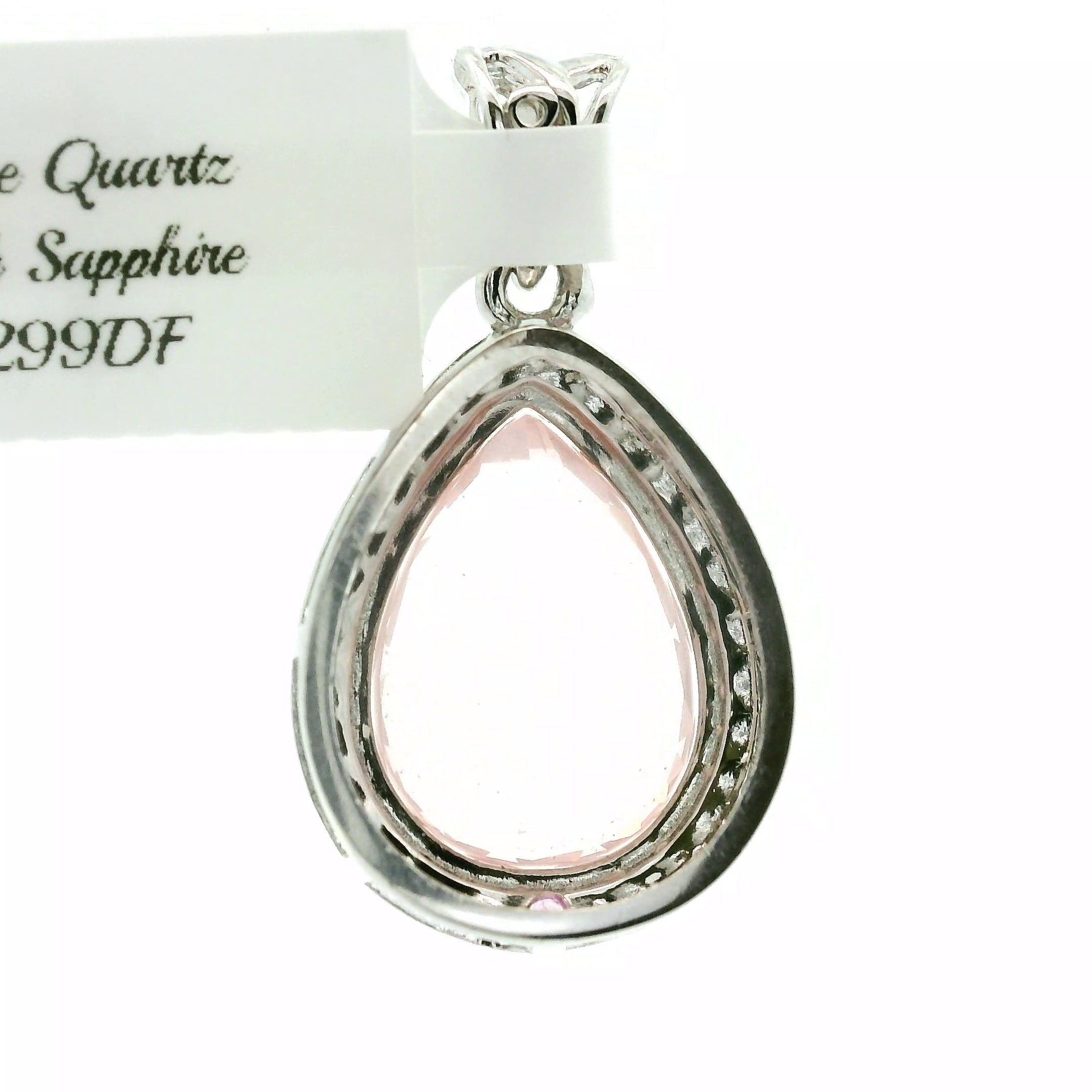 Rose Quartz with Pink Sapphire Pavé Pendant .925 Silver for Self-Love, Acceptance and Emotional Healing
