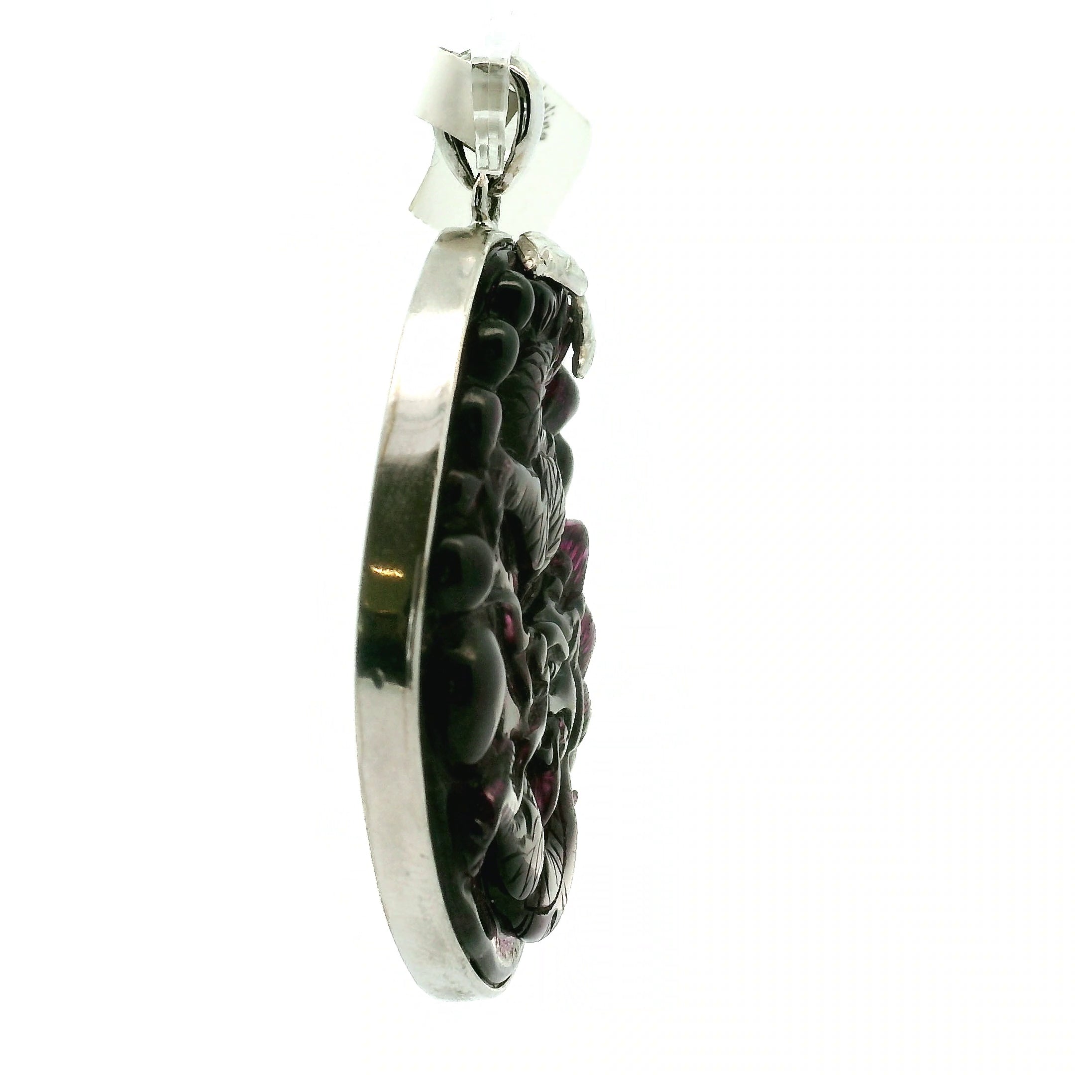 Rhodolite Garnet Carved Dragon Pendant .925 Silver for Health, Grounding and Strength
