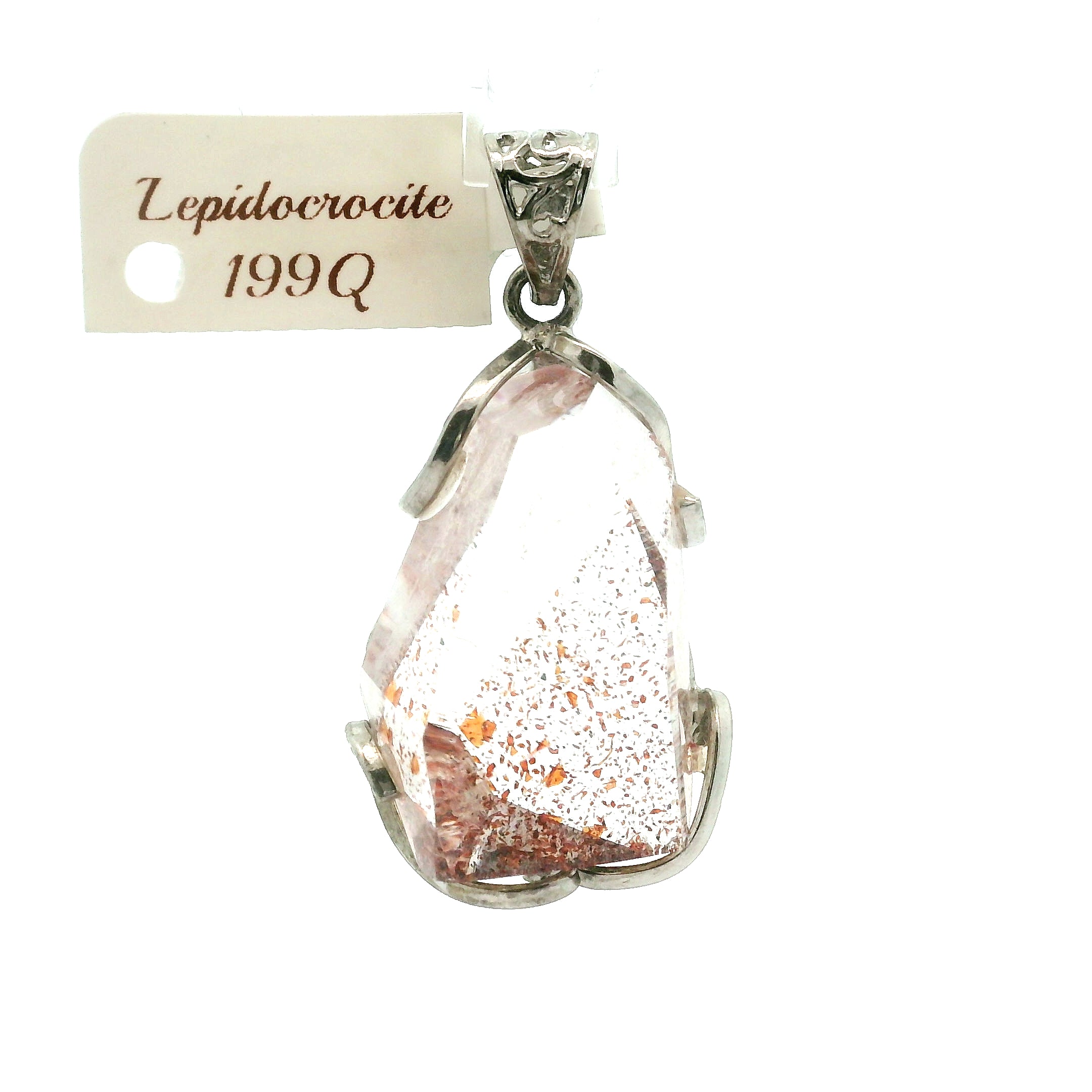 Lepidocrocite in Quartz Pendant .925 Silver for Harmonizing Relationships and Emotional Healing