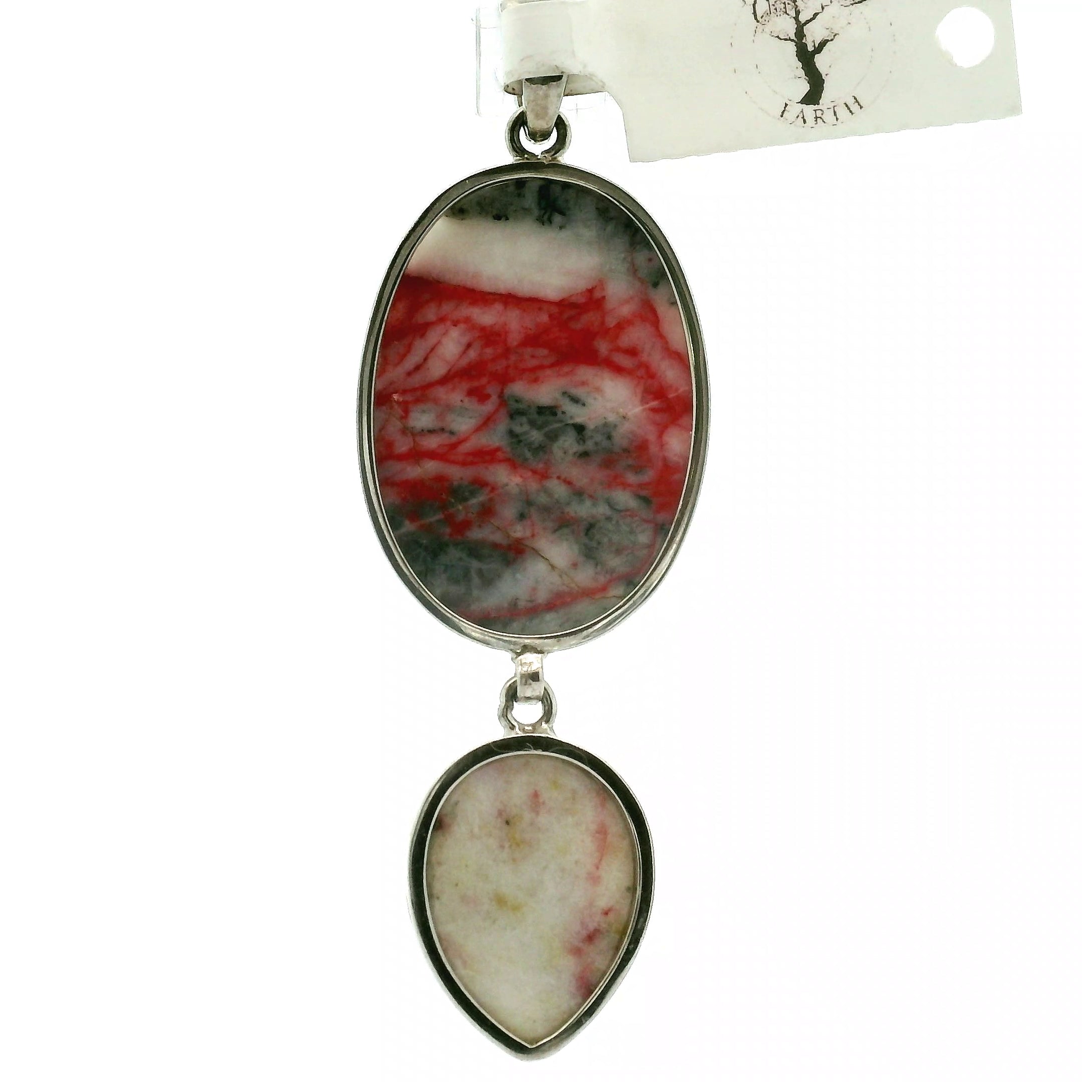 Cinnabar Double Pendant .925 Sterling Silver for Creativity, Empowerment and Transformation