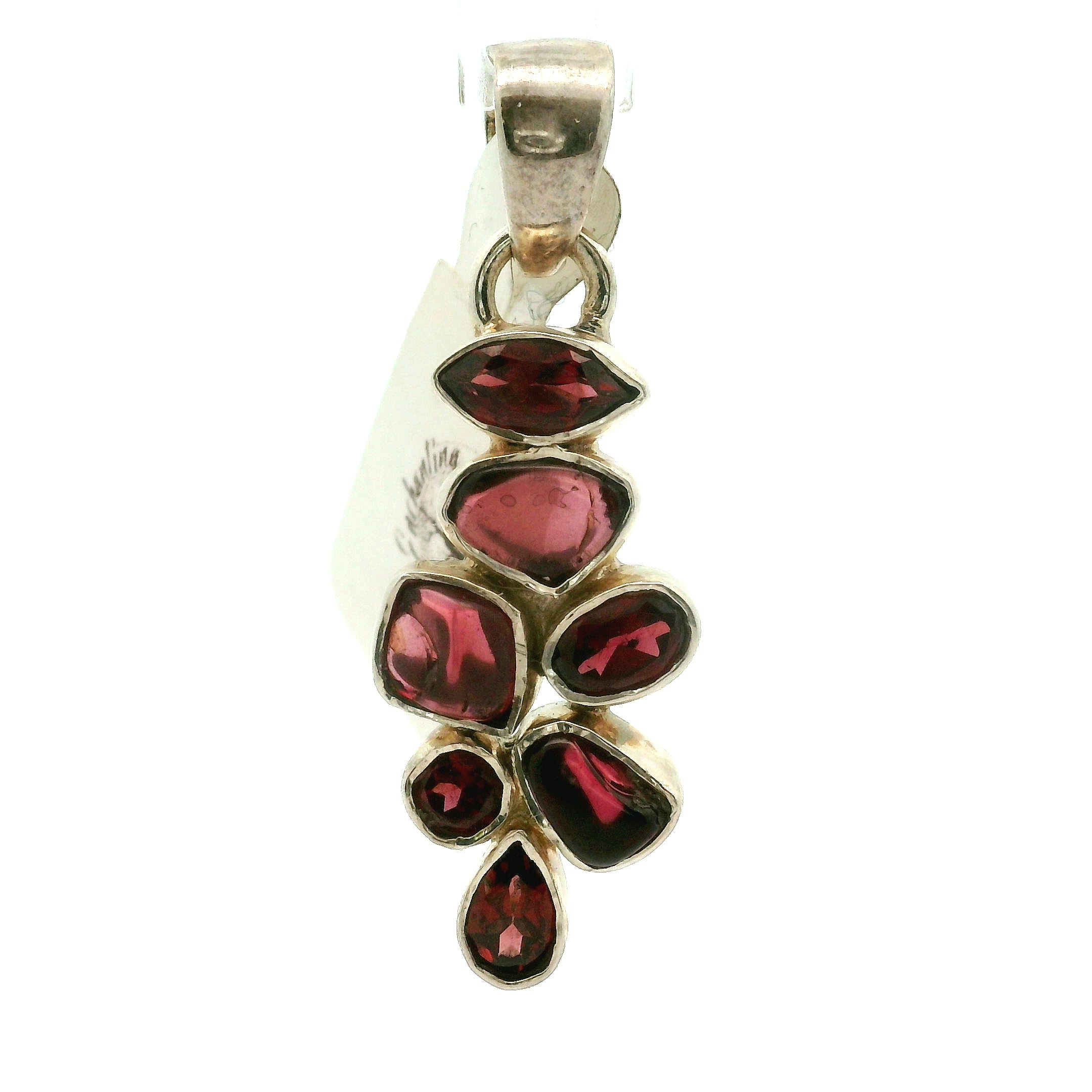 Multi-Stone Garnet Pendant .925 Silver for Health, Grounding and Strength