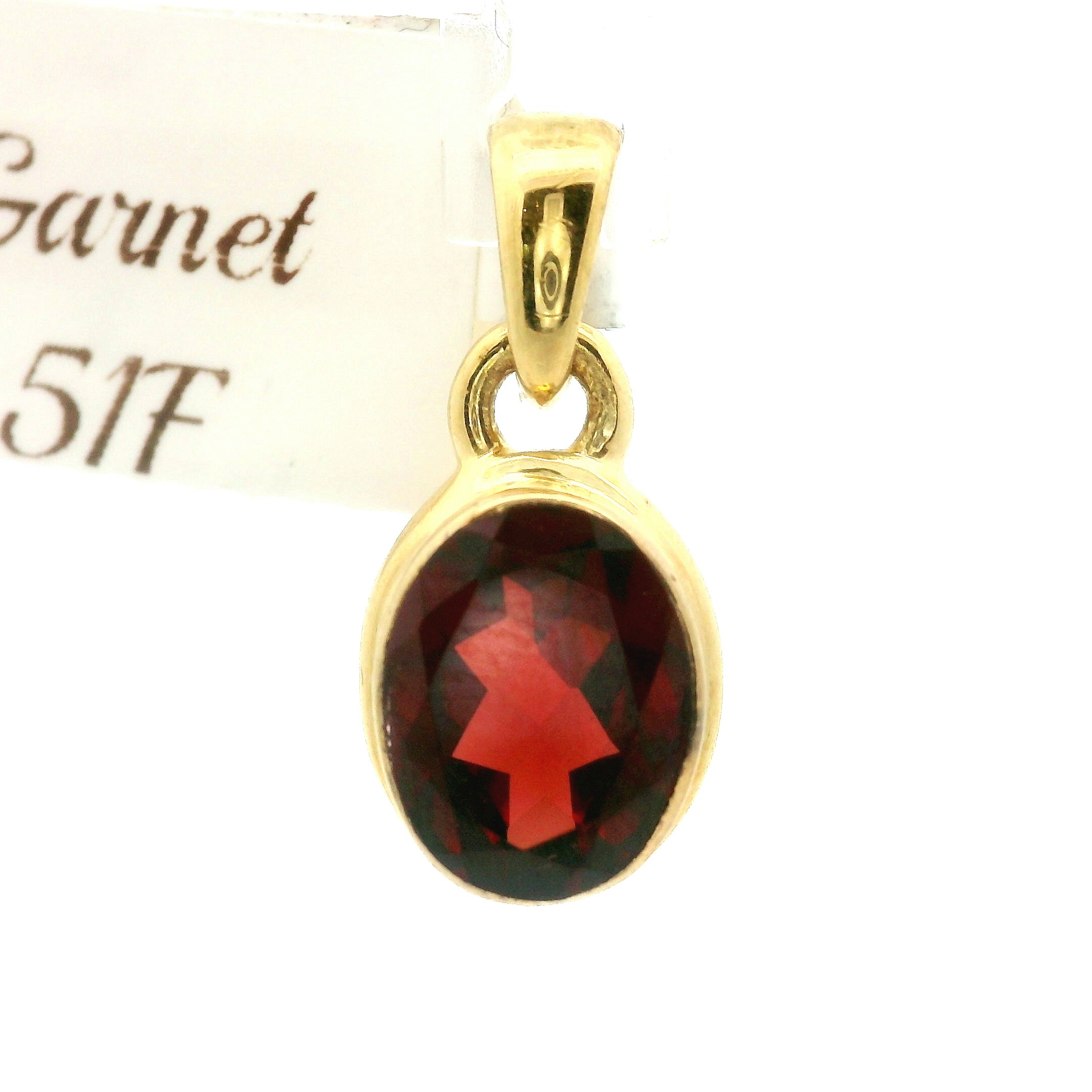 Garnet Pendant Gold Plated .925 Silver for Health, Grounding and Strength