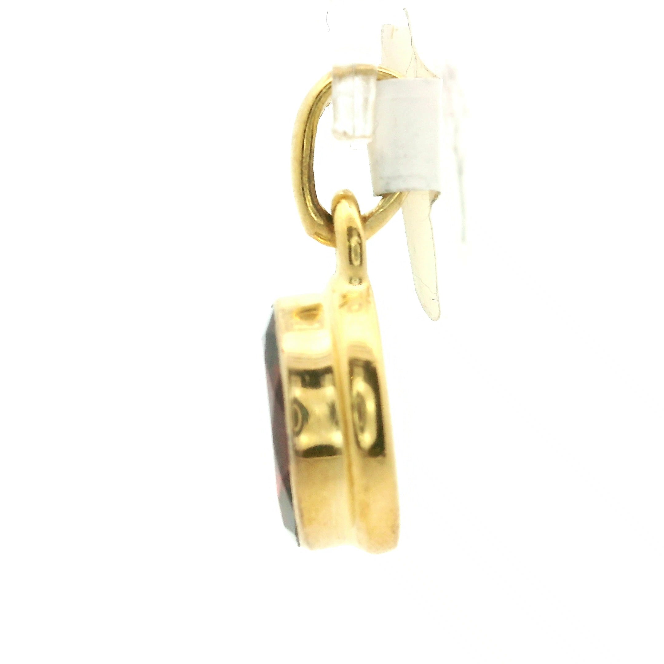 Garnet Pendant Gold Plated .925 Silver for Health, Grounding and Strength