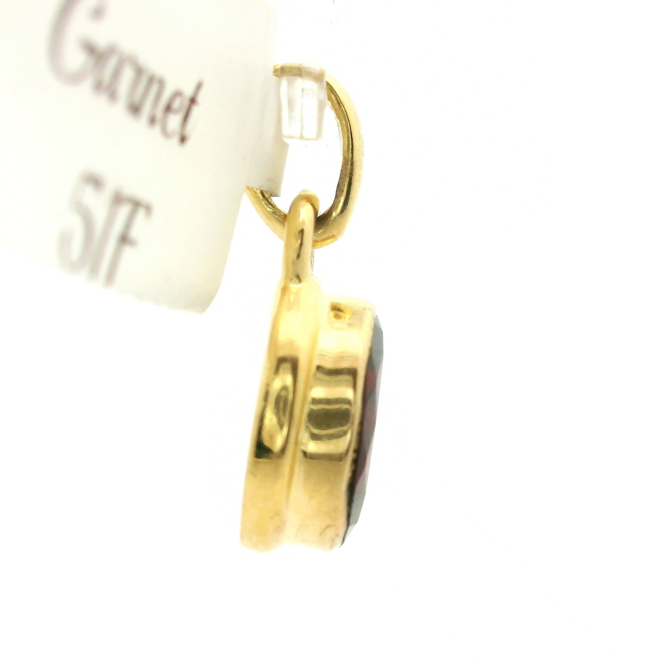 Garnet Pendant Gold Plated .925 Silver for Health, Grounding and Strength