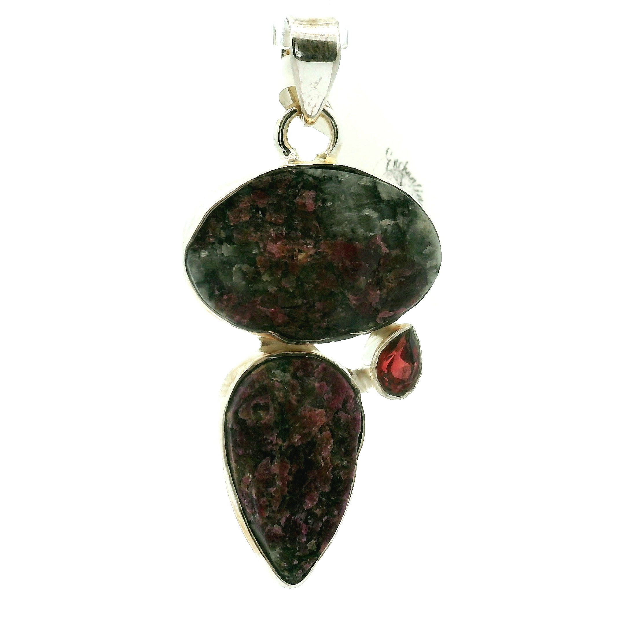 Eudialyte with Garnet Pendant .925 Silver for Manifesting the Desires of Your Heart