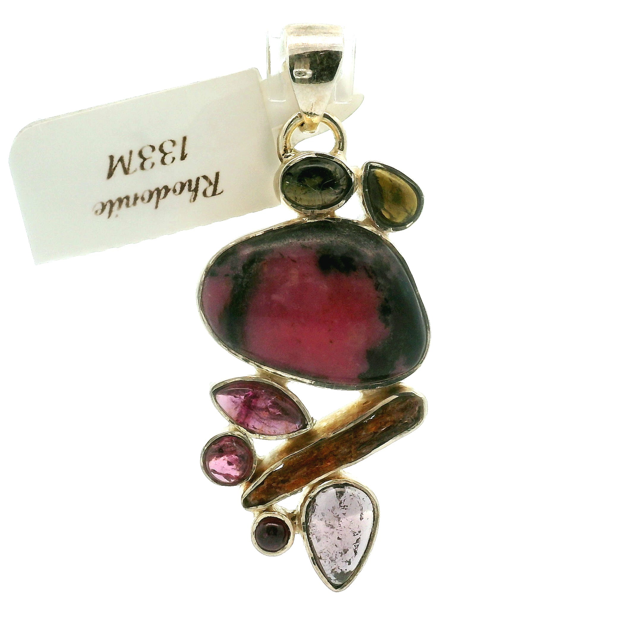 Rhodonite Multi-Stone Pendant .925 Sterling Silver for Attracting Love, Harmonizing Relationships and Knowing your Worth
