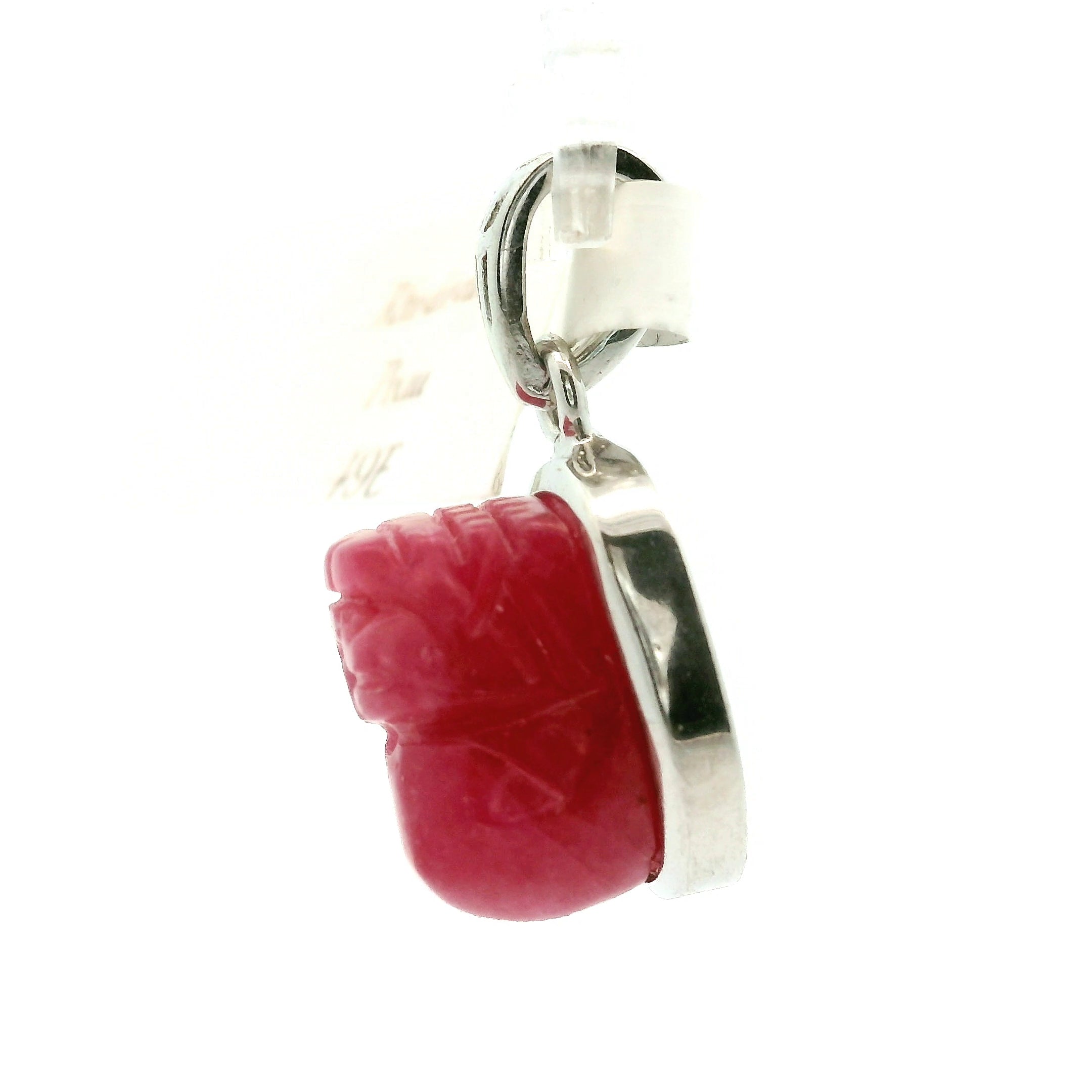 Rhodonite Pixiu Pendant .925 Silver for Protection and Love
