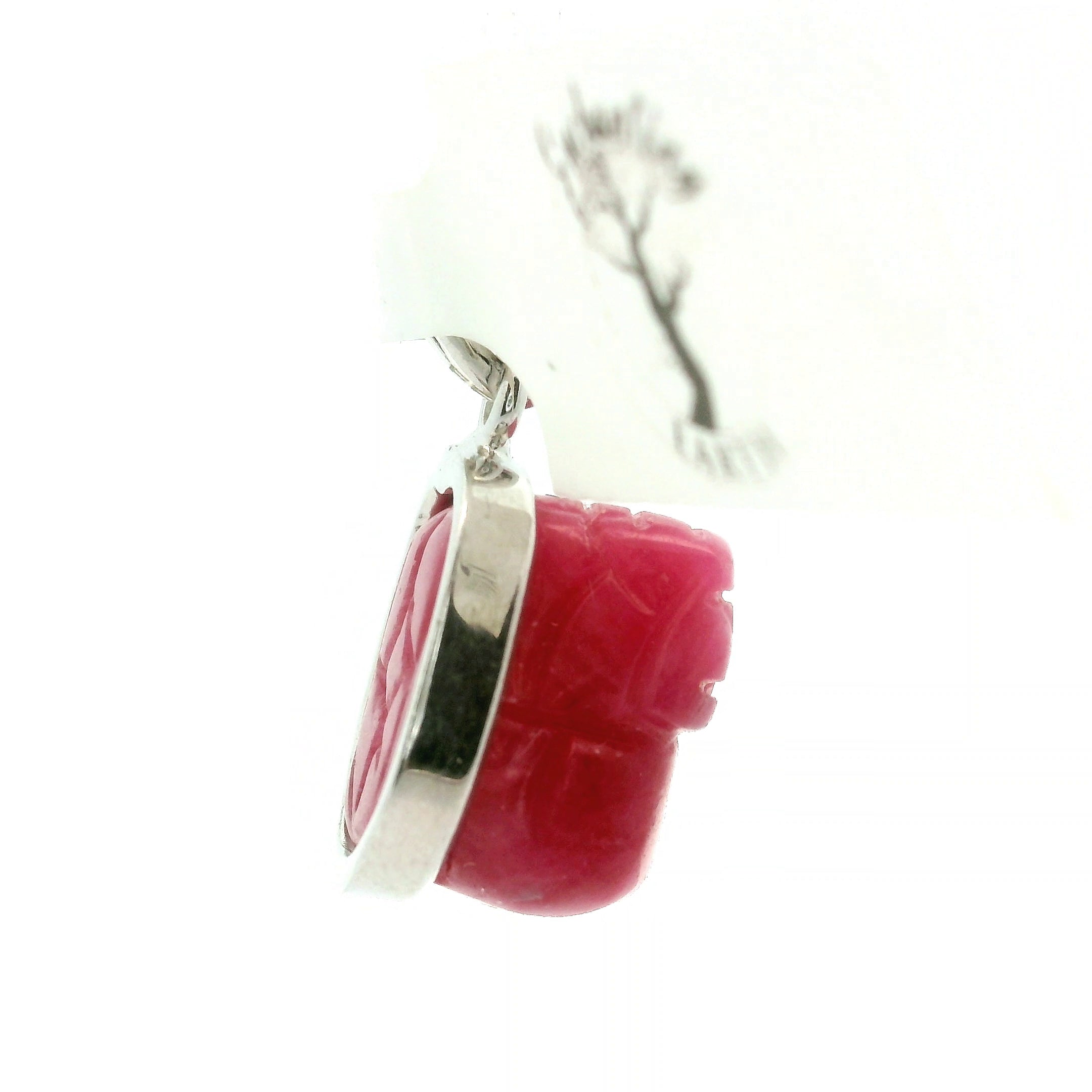Rhodonite Pixiu Pendant .925 Silver for Protection and Love