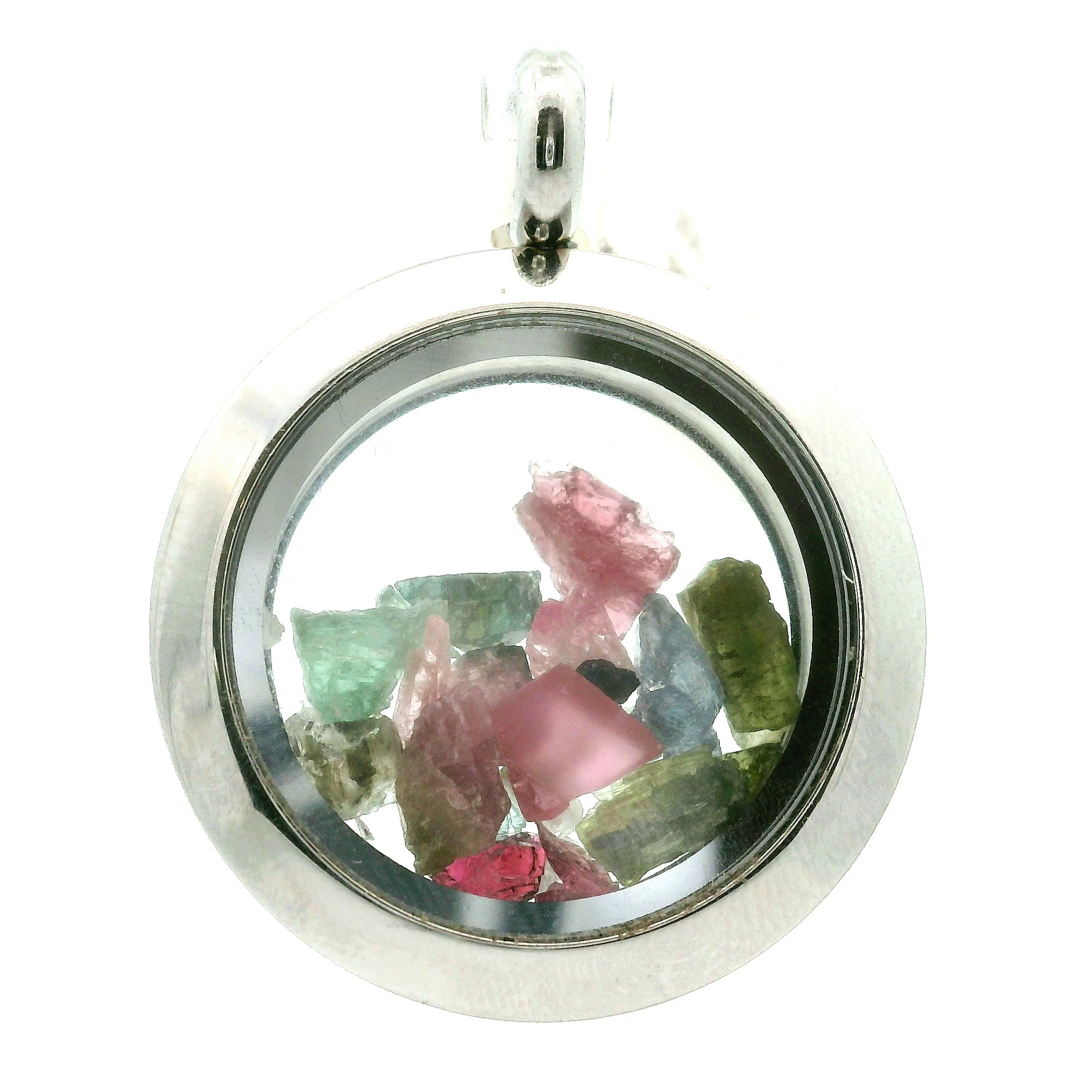 Watermelon Tourmaline Locket for Spiritual Evolution and Relationship Healing
