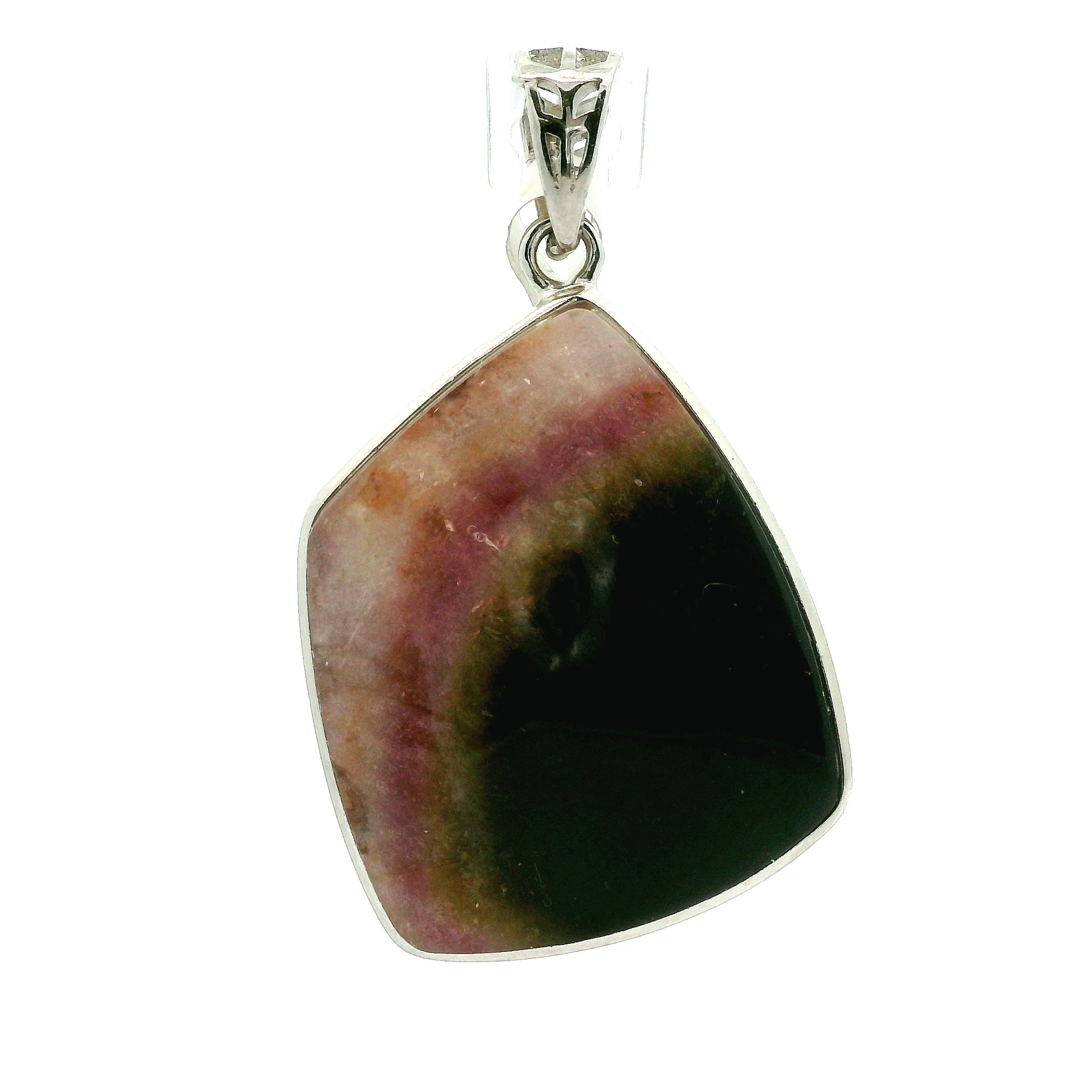 Watermelon Tourmaline Pendant .925 Silver for Profound Heart Healing