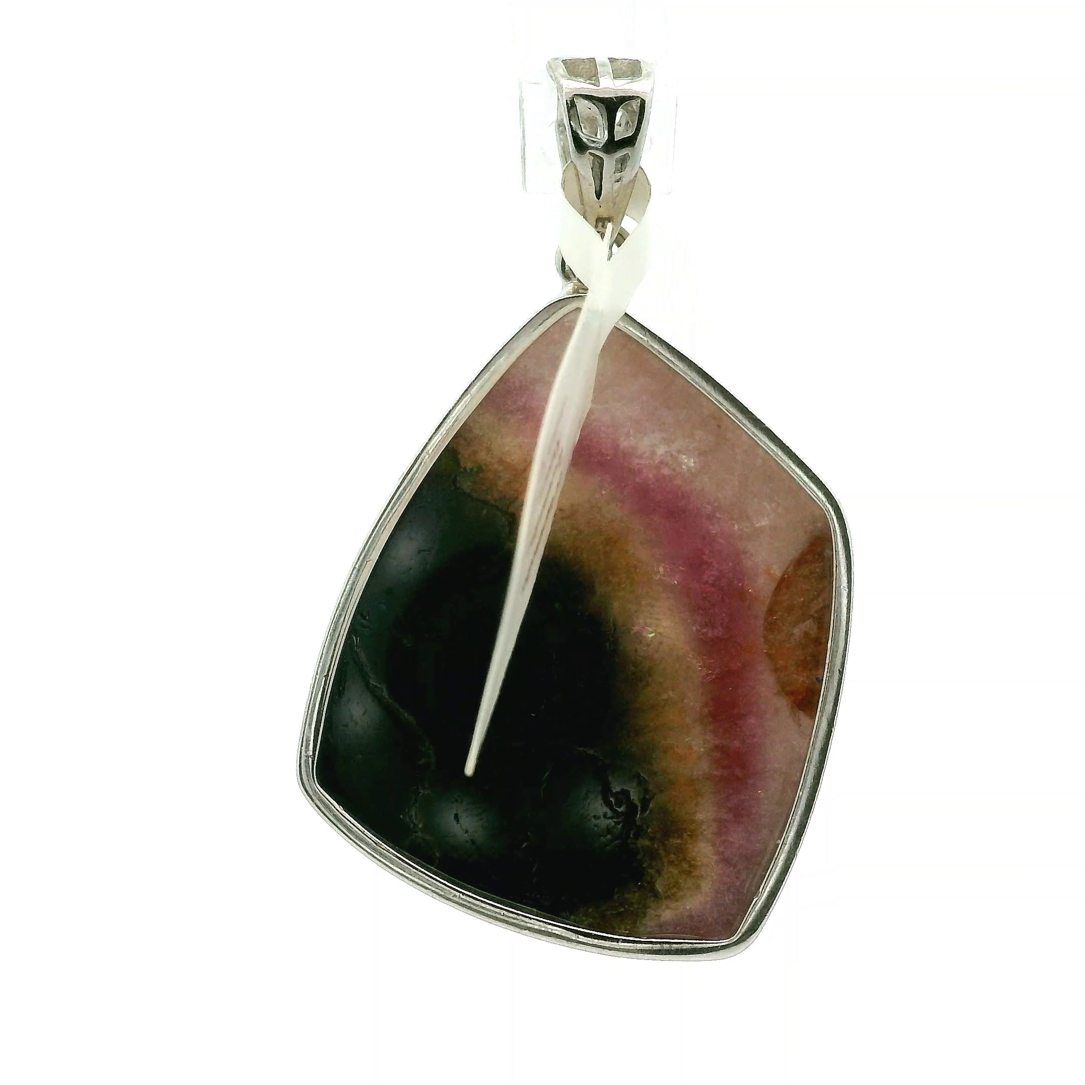 Watermelon Tourmaline Pendant .925 Silver for Profound Heart Healing
