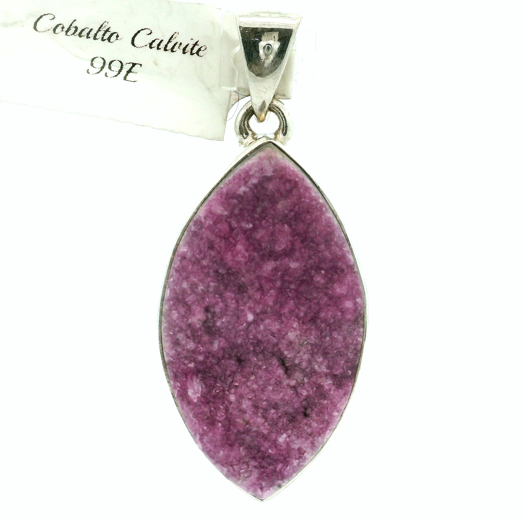 Cobalto Calcite Druzy Pendant .925 Silver for Compassion, Emotional Healing, Harmony and Forgiveness