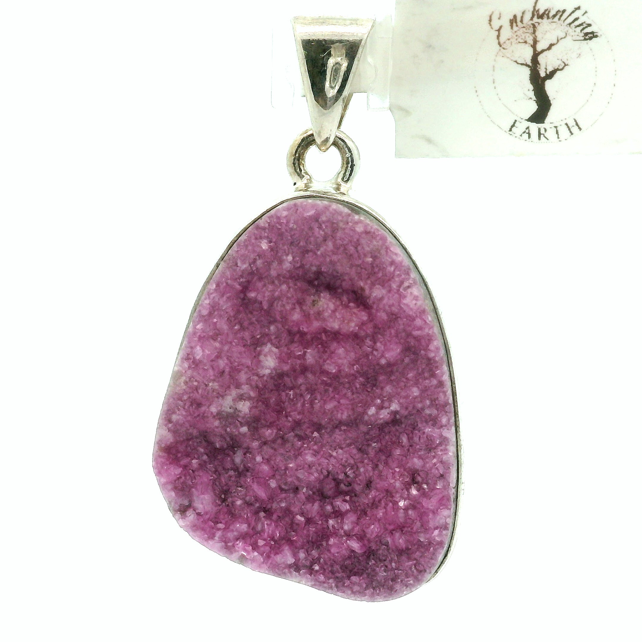 Cobalto Calcite Druzy Pendant .925 Silver for Compassion, Emotional Healing, Harmony and Forgiveness