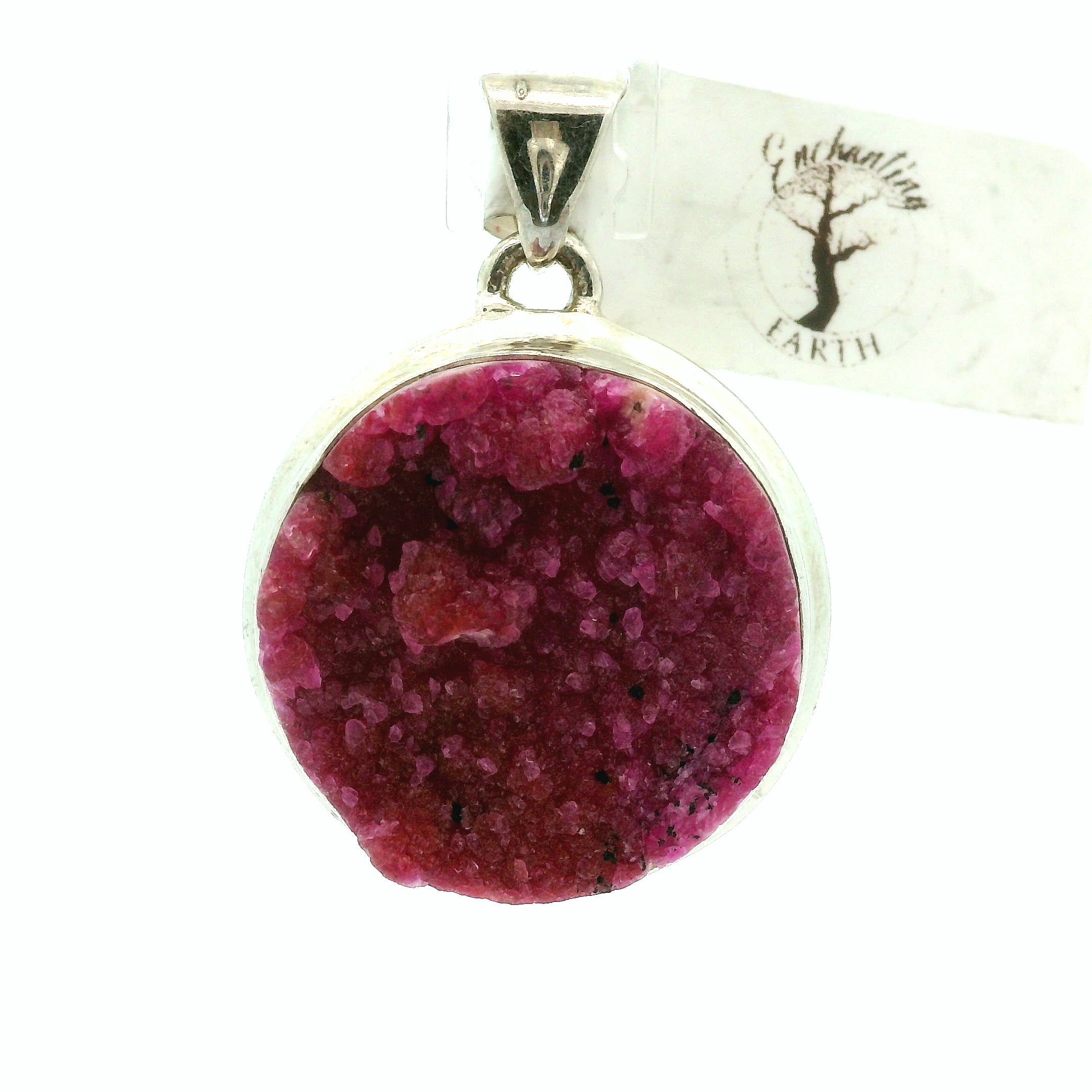 Cobalto Calcite Druzy Pendant .925 Silver for Compassion, Emotional Healing, Harmony and Forgiveness