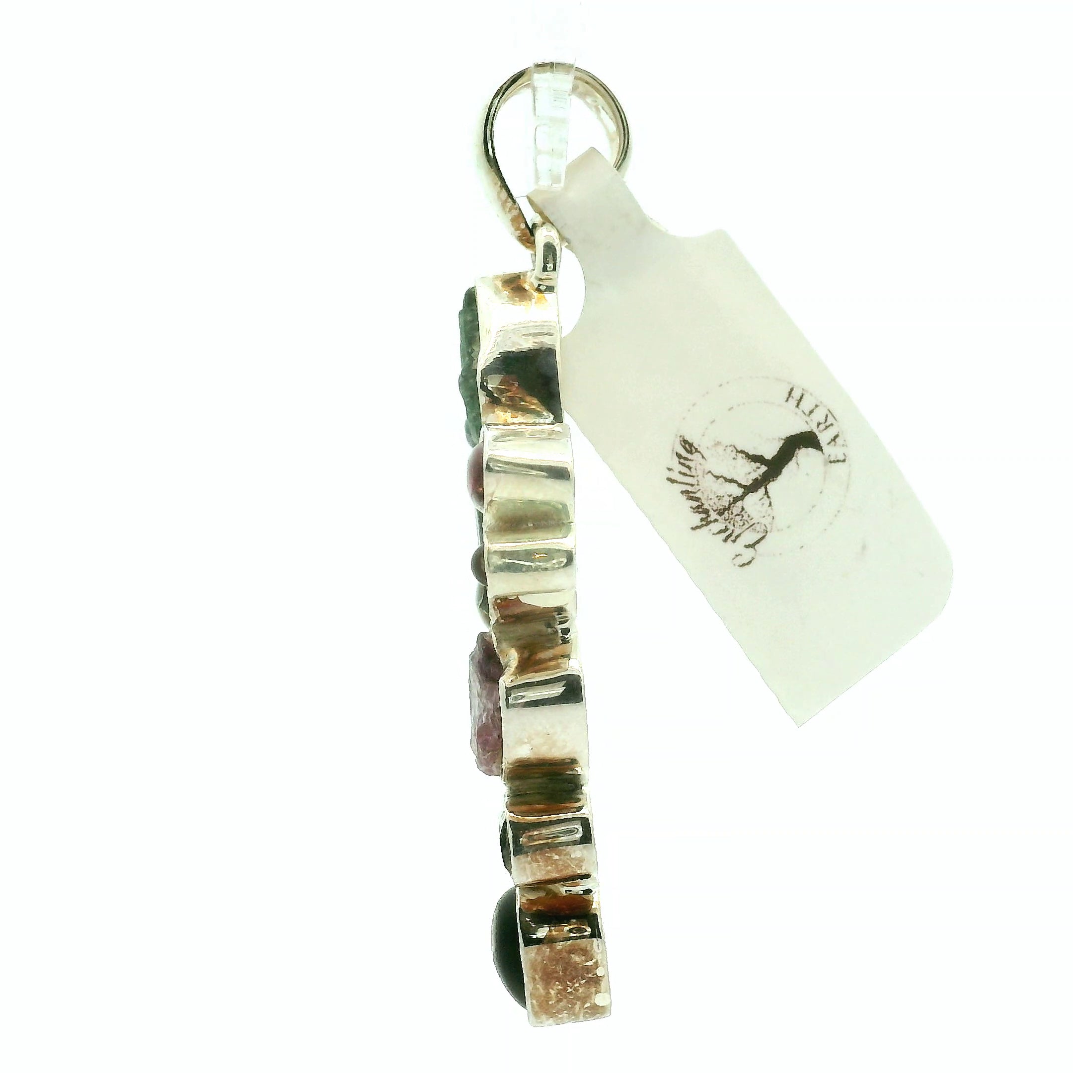 Tourmaline Multi-Stone Pendant .925 Silver for Energy Balancing and Creative Inspiration
