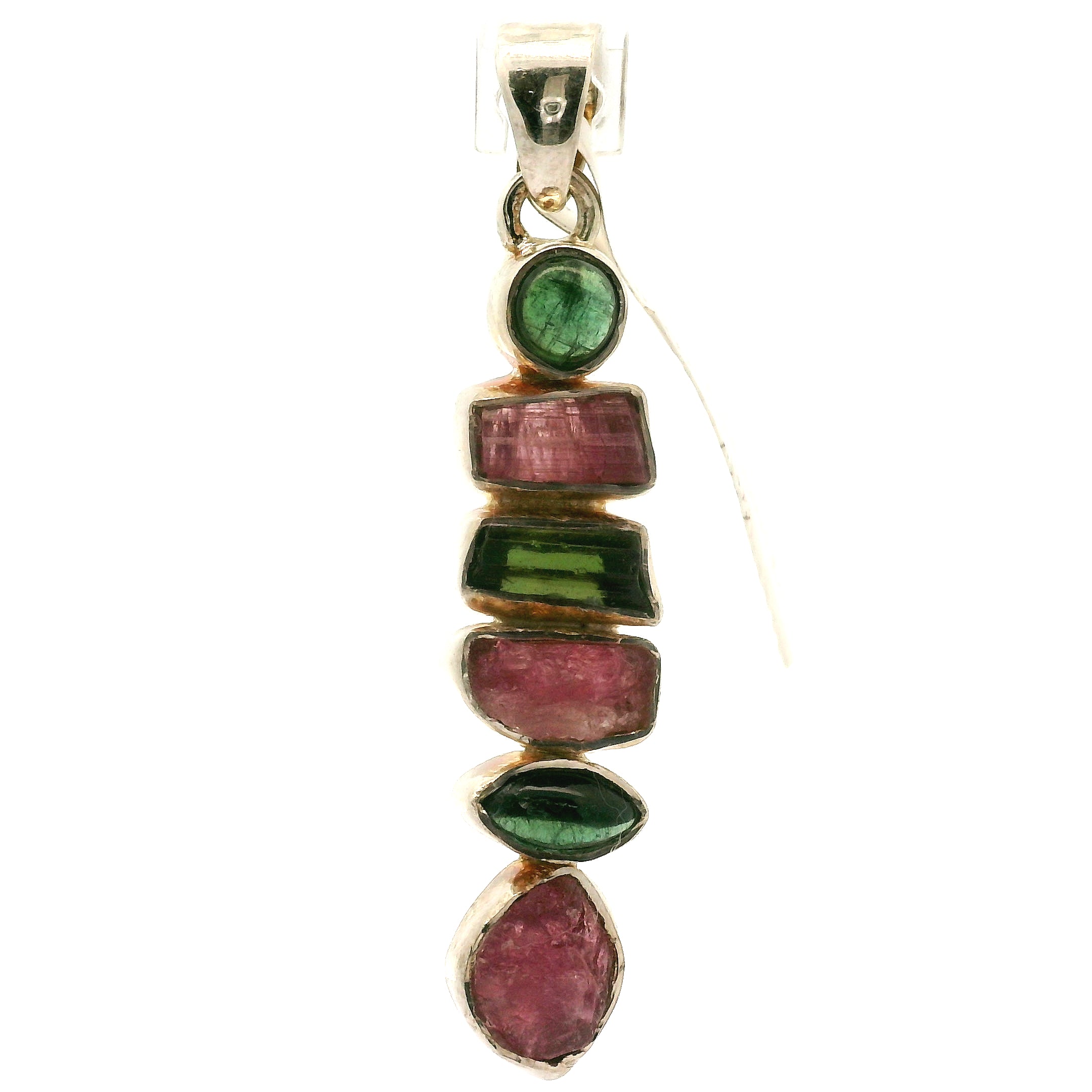 Tourmaline Multi-Stone Pendant .925 Silver for Energy Balancing and Creative Inspiration