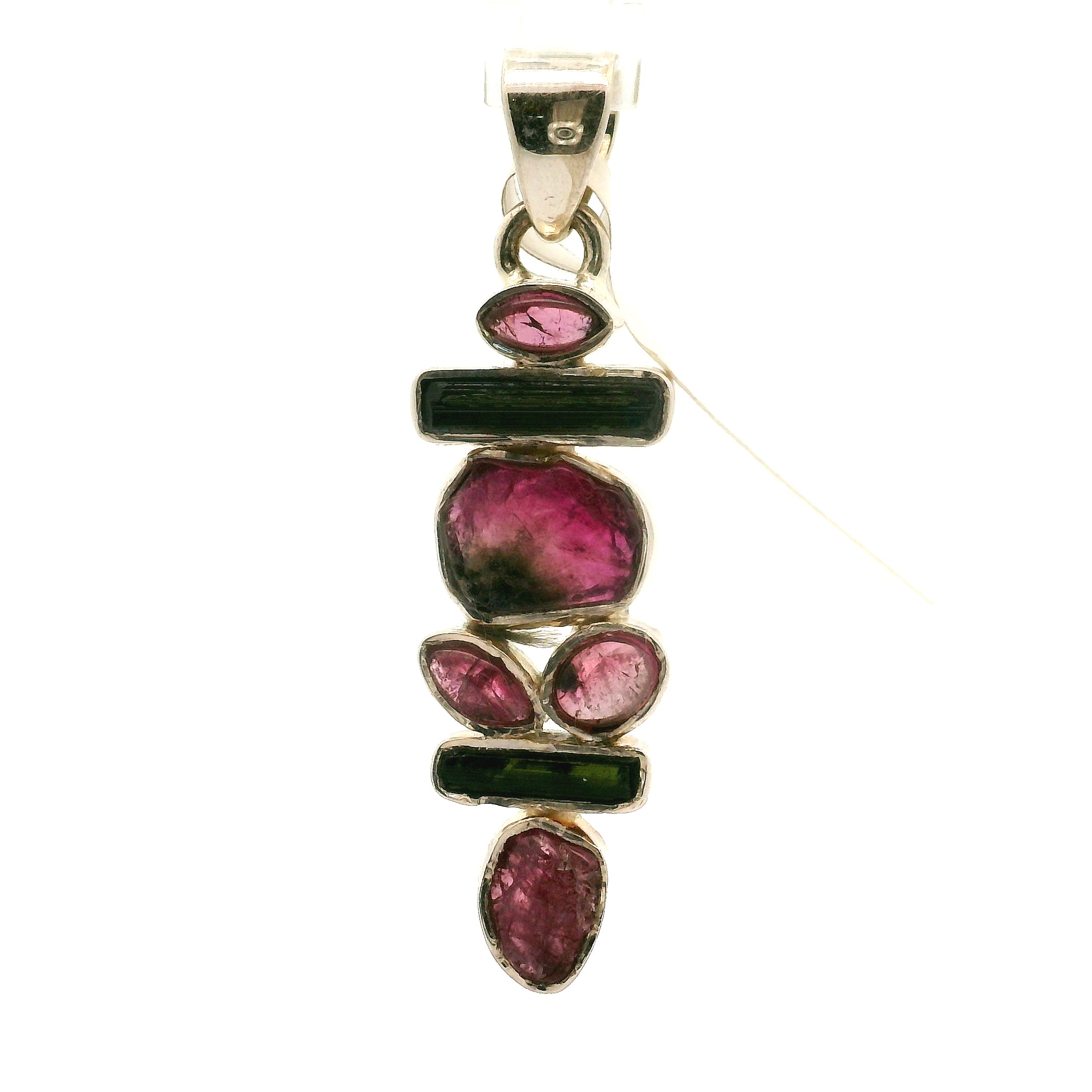 Tourmaline Multi-Stone Pendant .925 Silver for Energy Balancing and Creative Inspiration