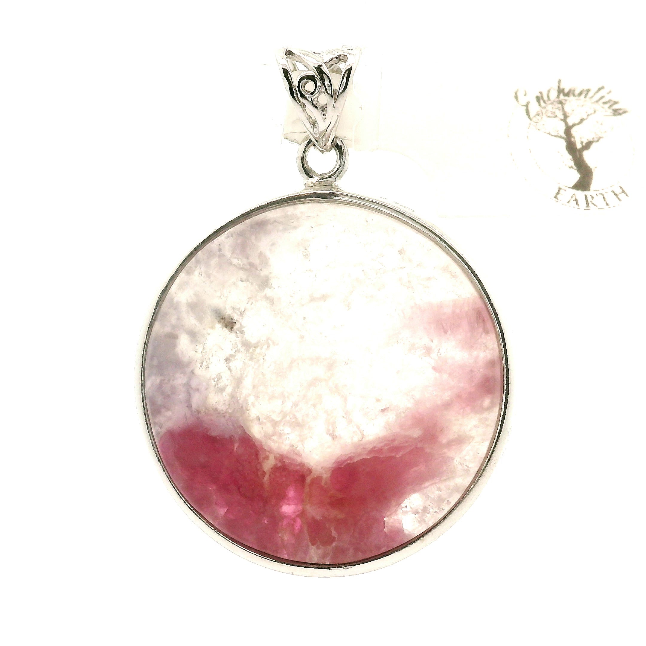 Unicorn Tourmaline (with Lepidolite) Pendant .925 Silver for Awareness, Communication and Meditation