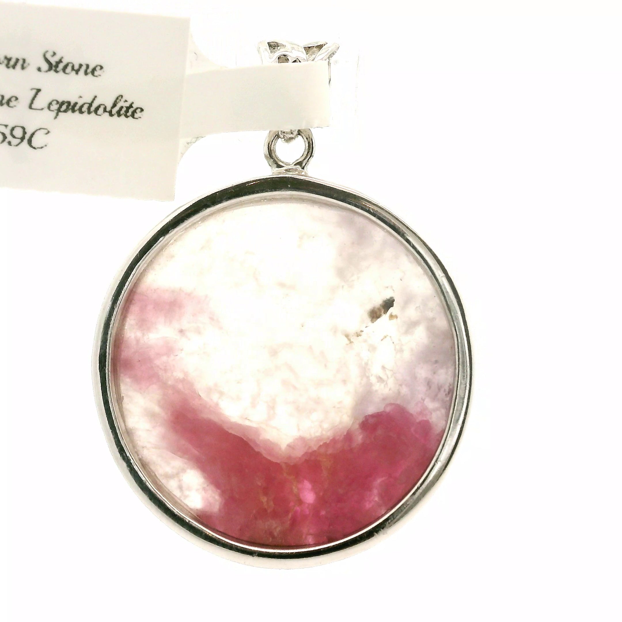 Unicorn Tourmaline (with Lepidolite) Pendant .925 Silver for Awareness, Communication and Meditation