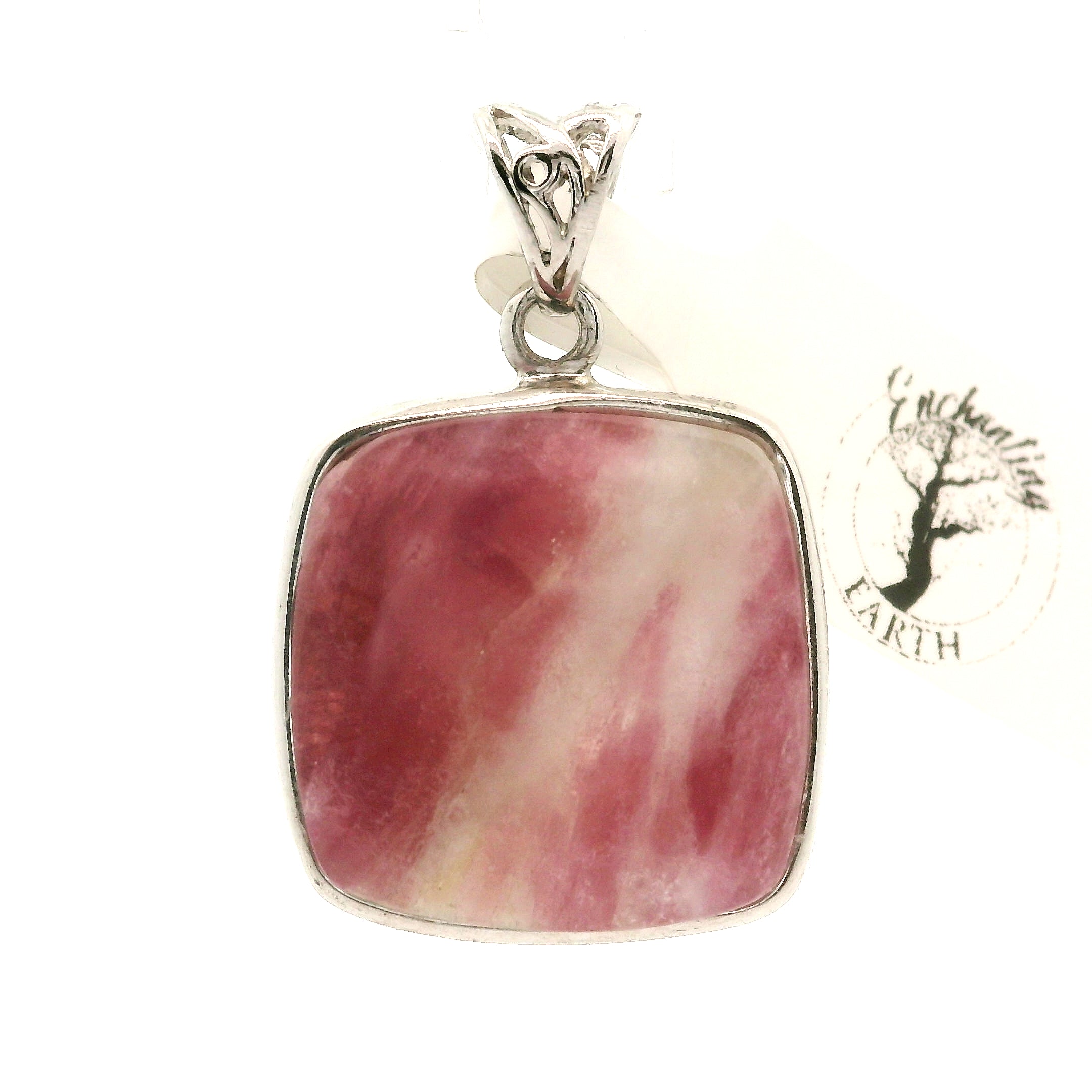 Unicorn Tourmaline (with Lepidolite) Pendant .925 Silver for Awareness, Communication and Meditation