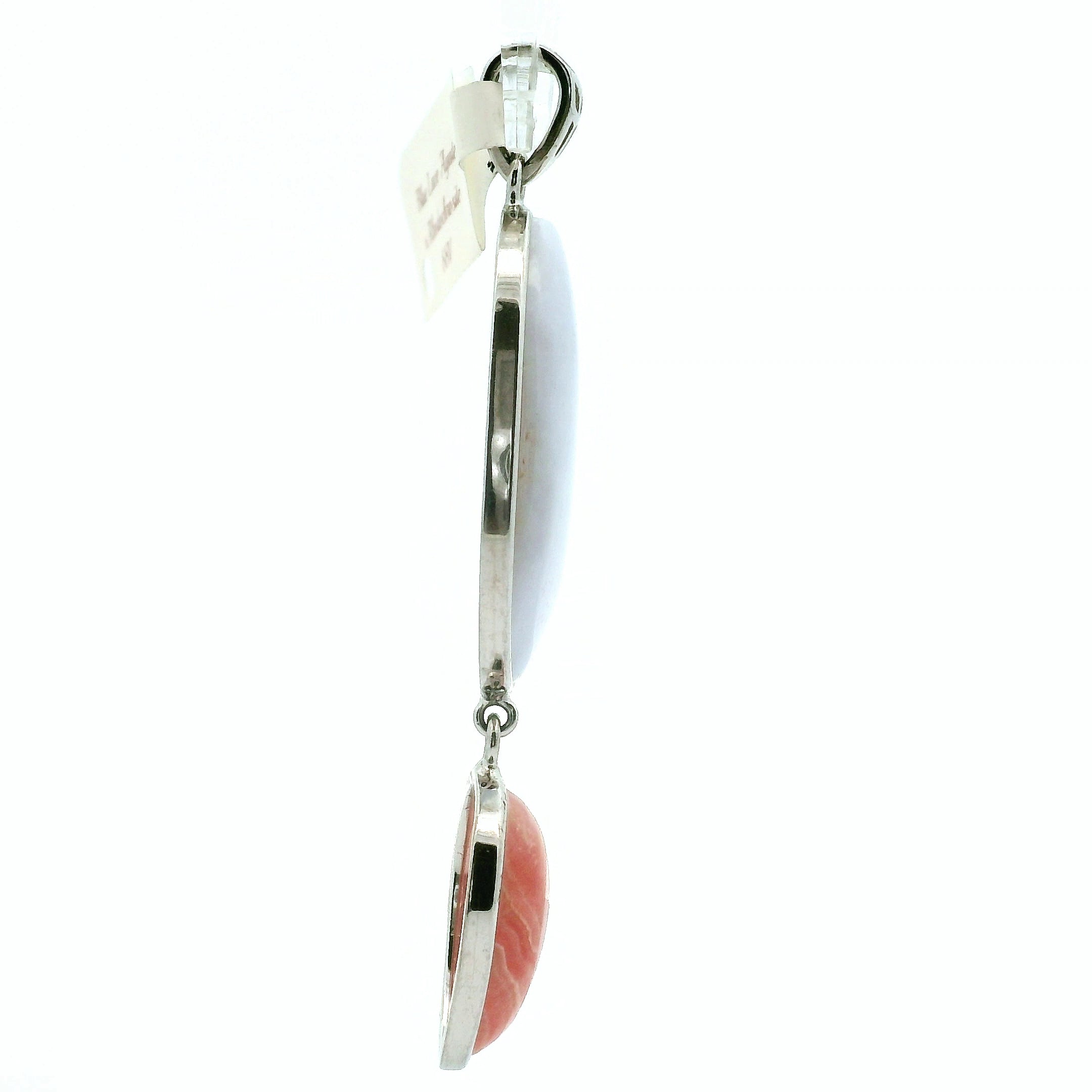 Blue Lace Agate x Rhodochrosite Pendant .925 Silver for Loving and Honest Communication