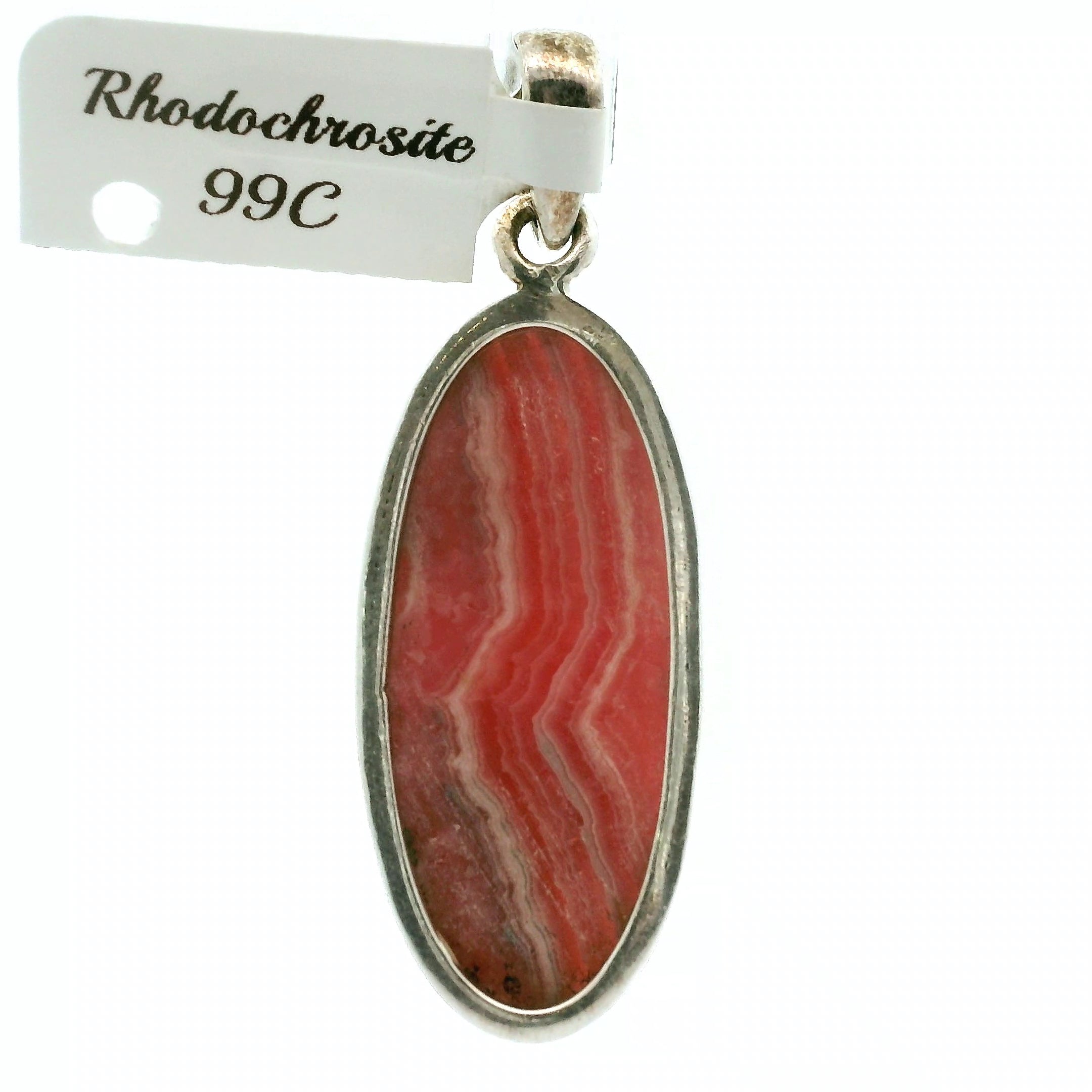 Rhodochrosite Pendant .925 Silver for Emotional and Trauma Healing