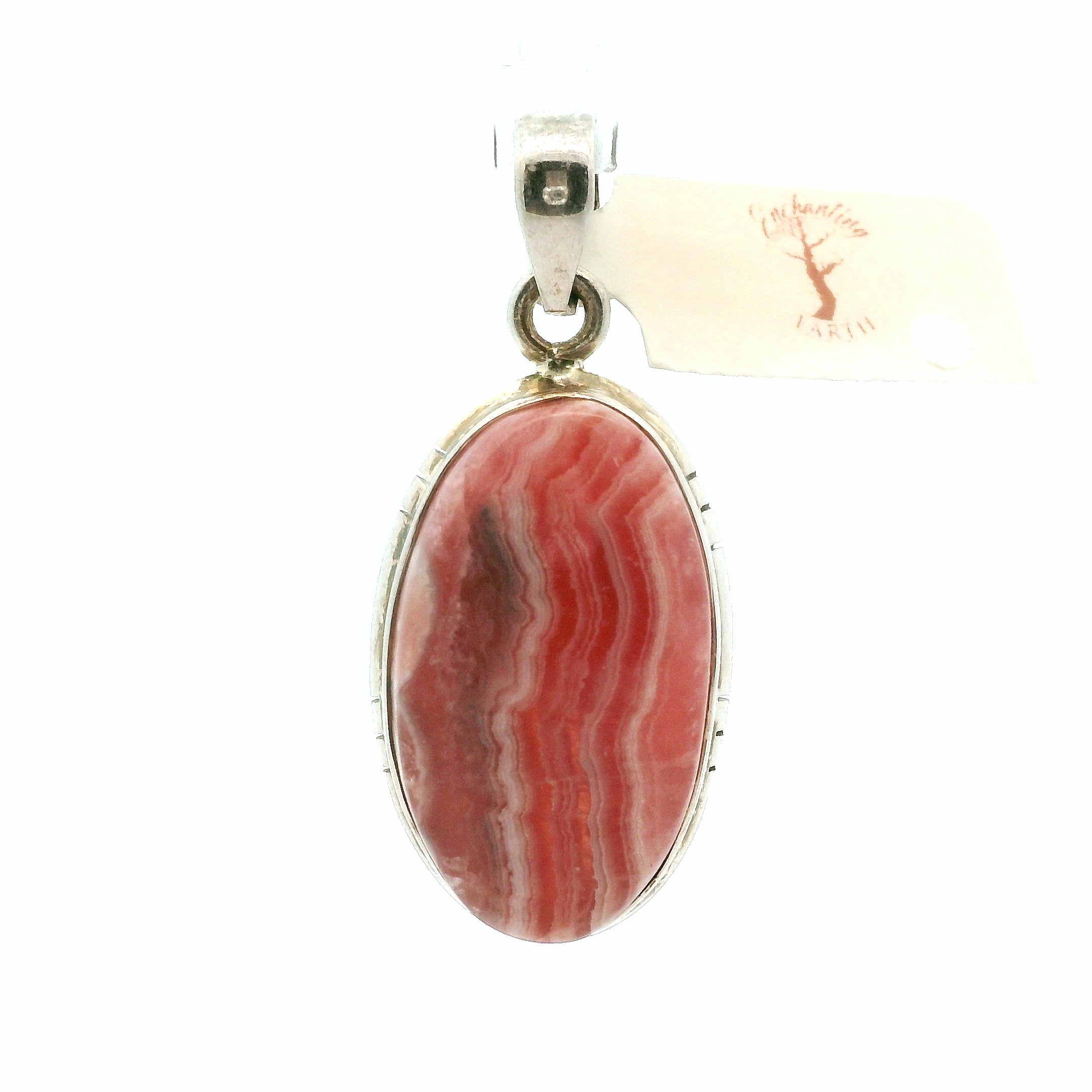 Rhodochrosite Pendant .925 Silver for Emotional and Trauma Healing