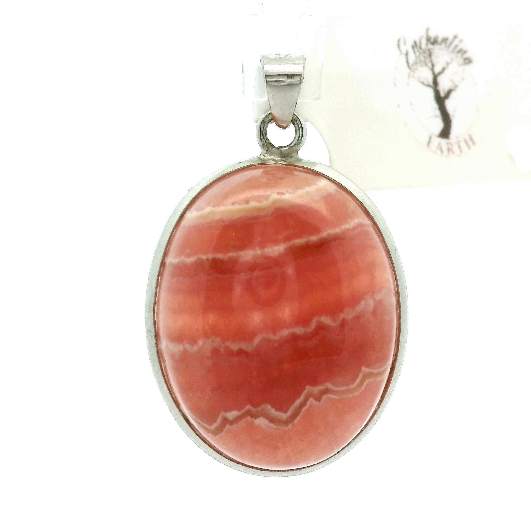 Rhodochrosite Pendant .925 Silver for Emotional and Trauma Healing